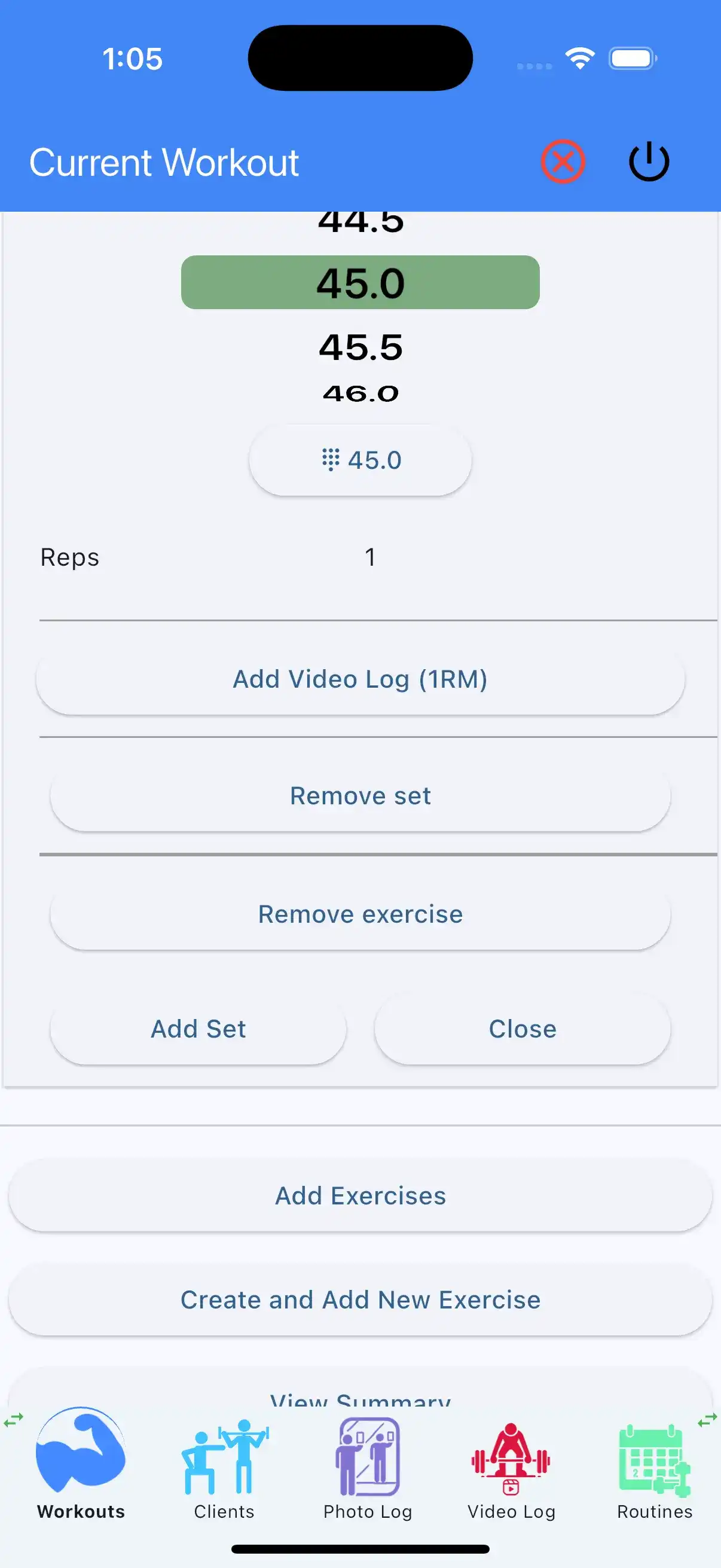Add 1rm video log