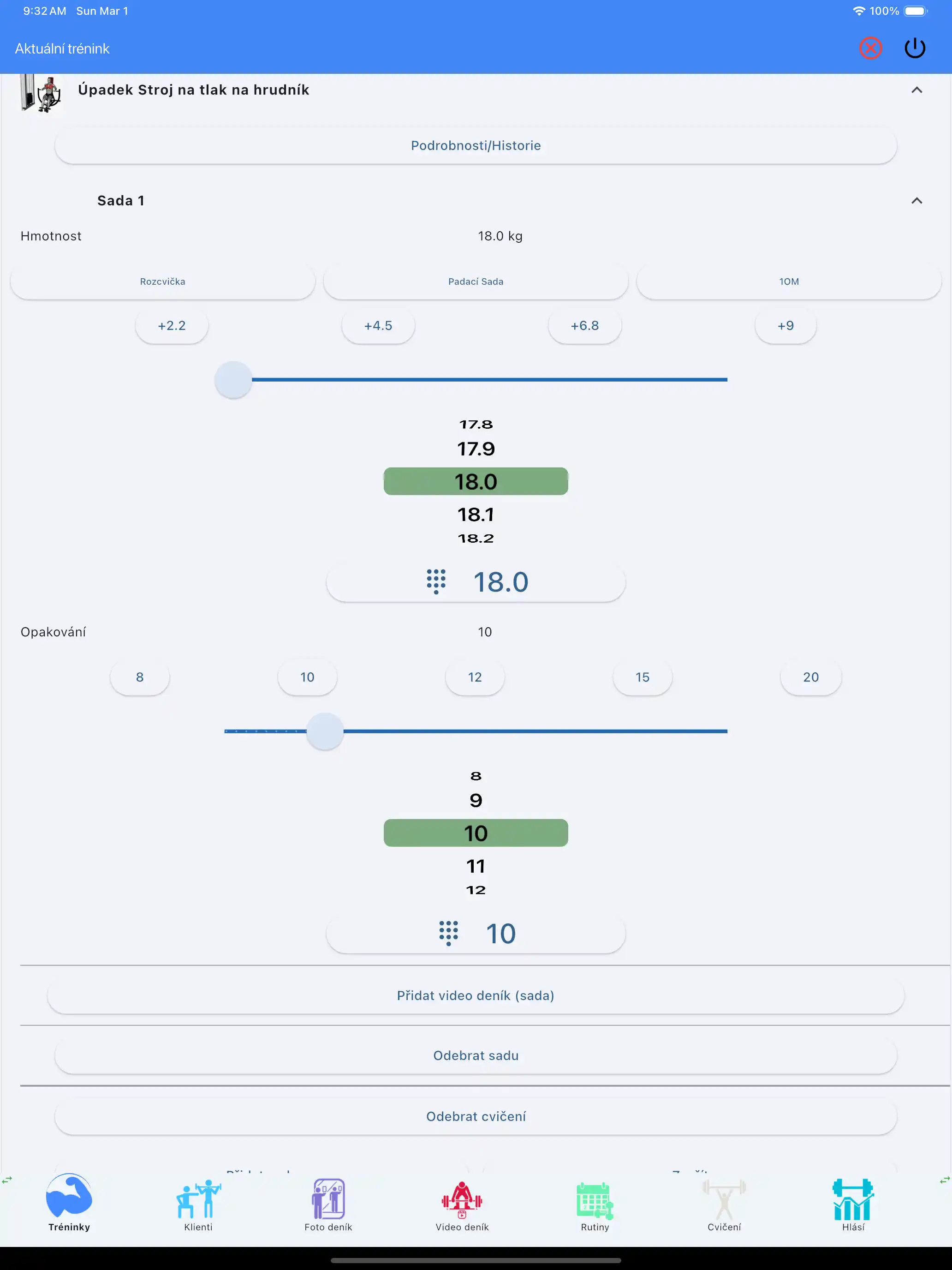 Stroj s kolíkem cvičení sledování tabletu iPad