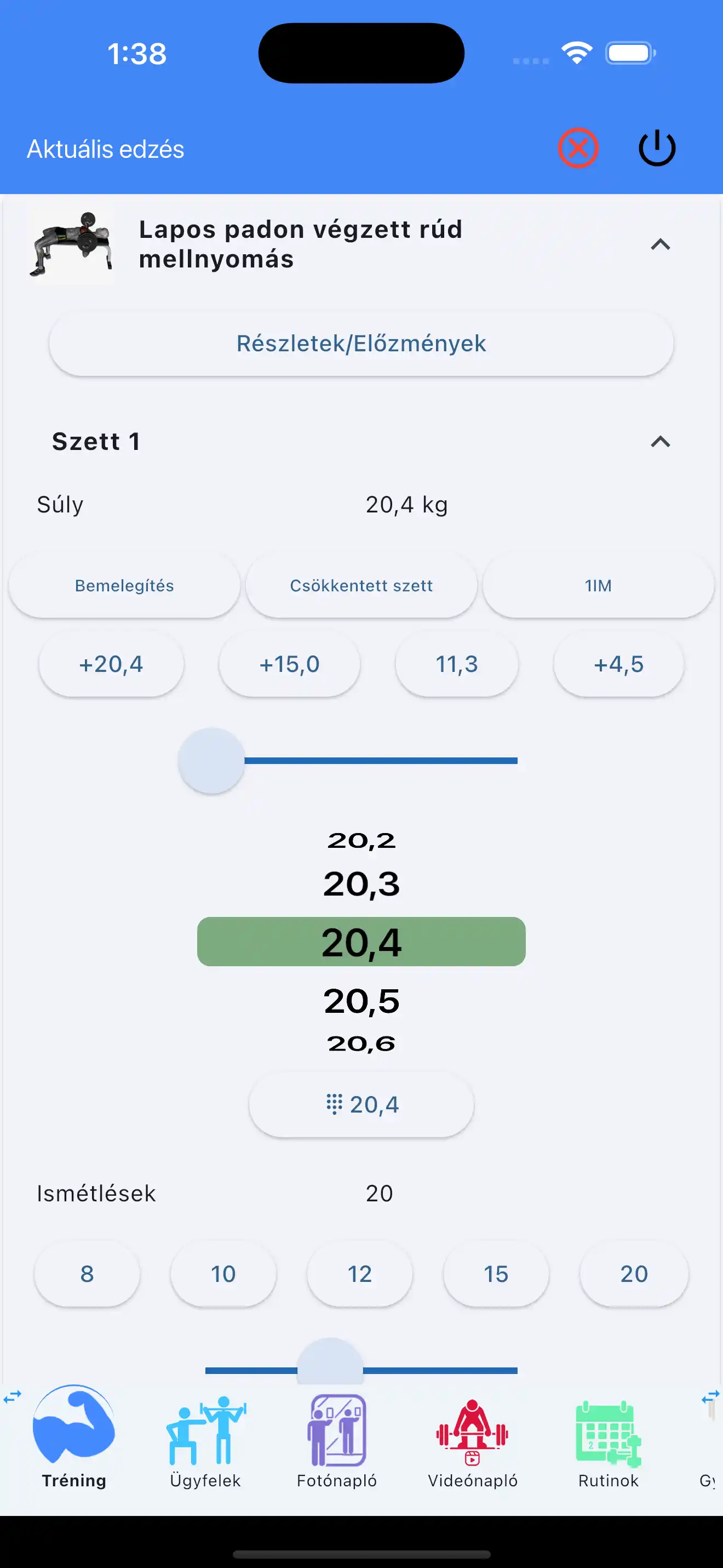 Sledování vzpírání na telefonu