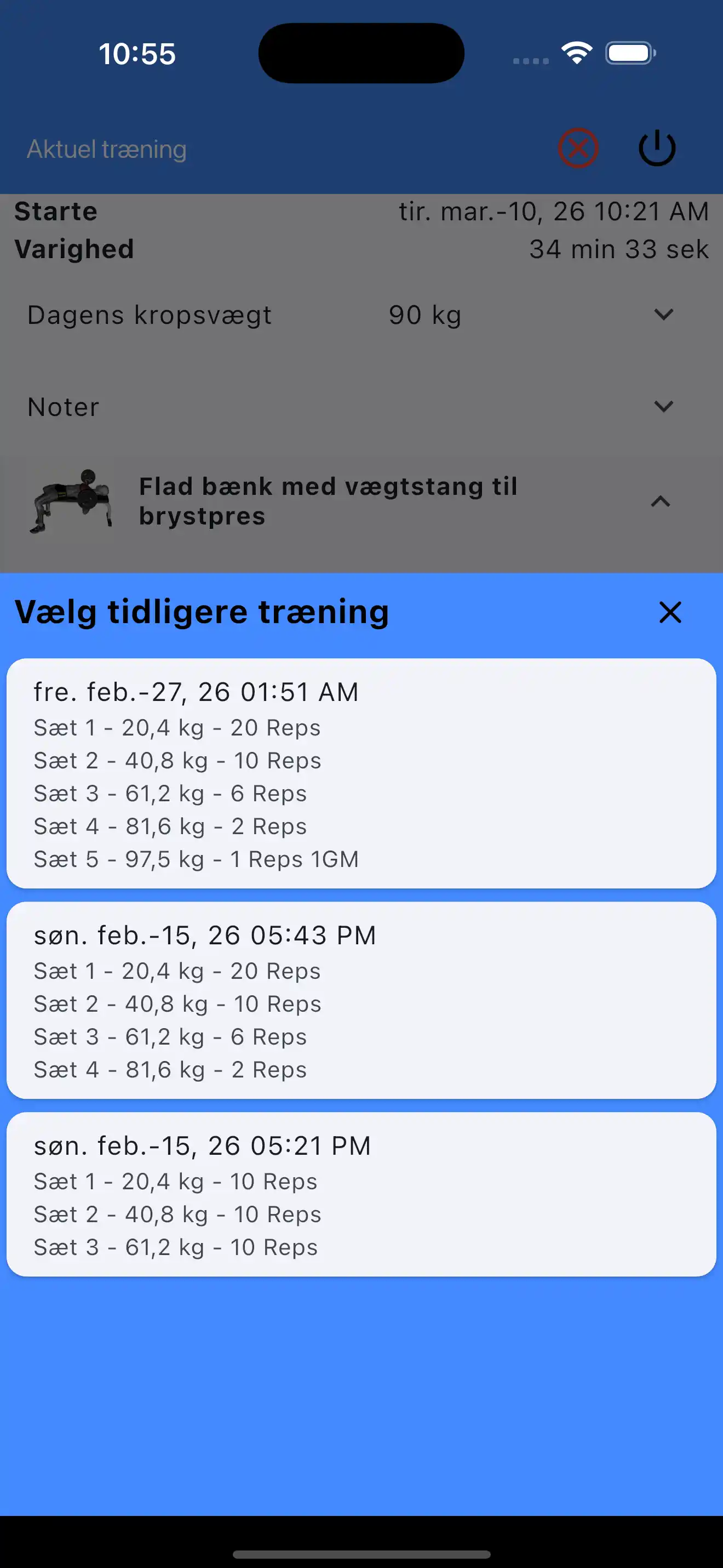 Vælg Sidste Sæt Styrketræning
