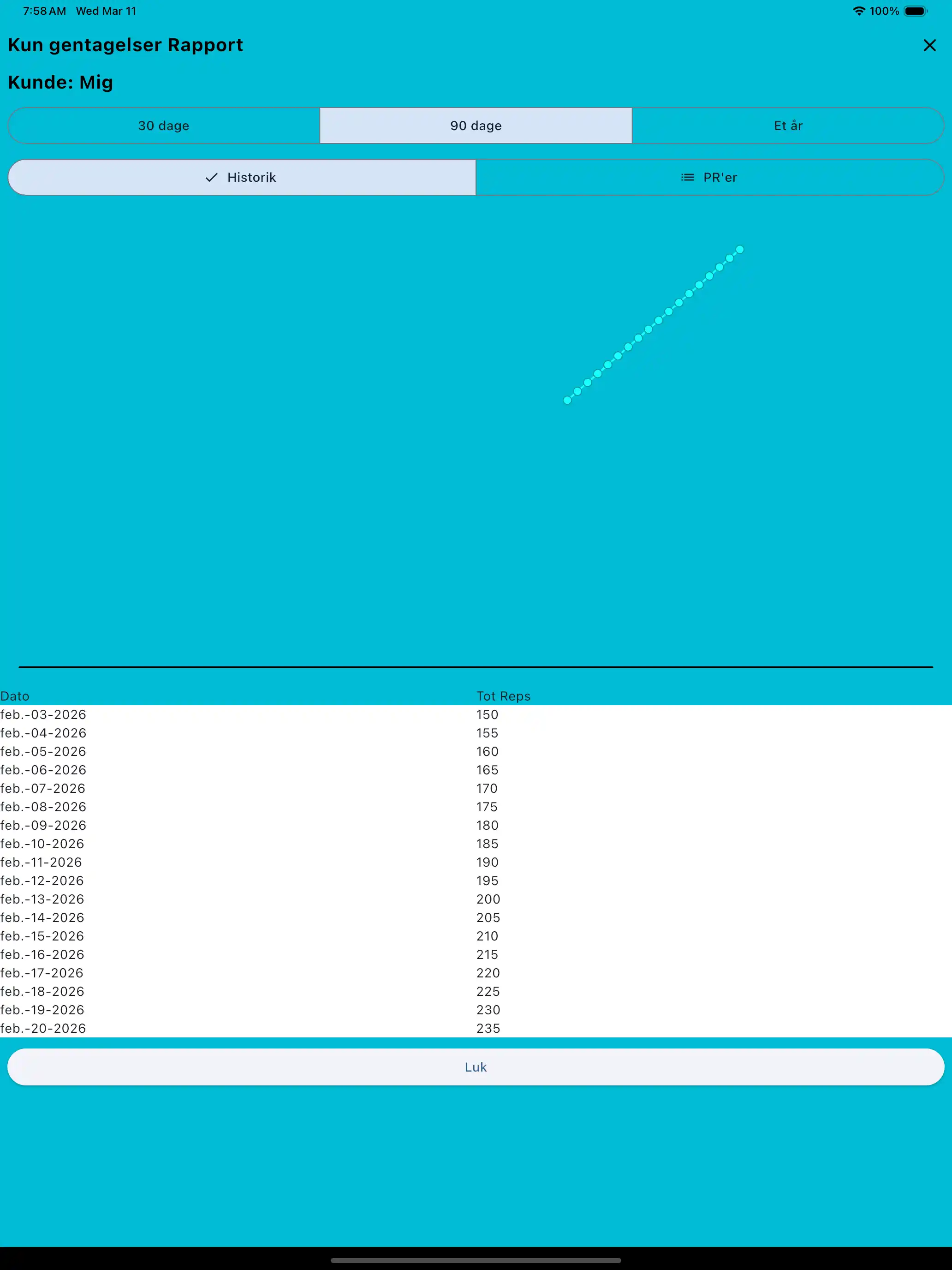 Kun gentagelser rapport tablet
