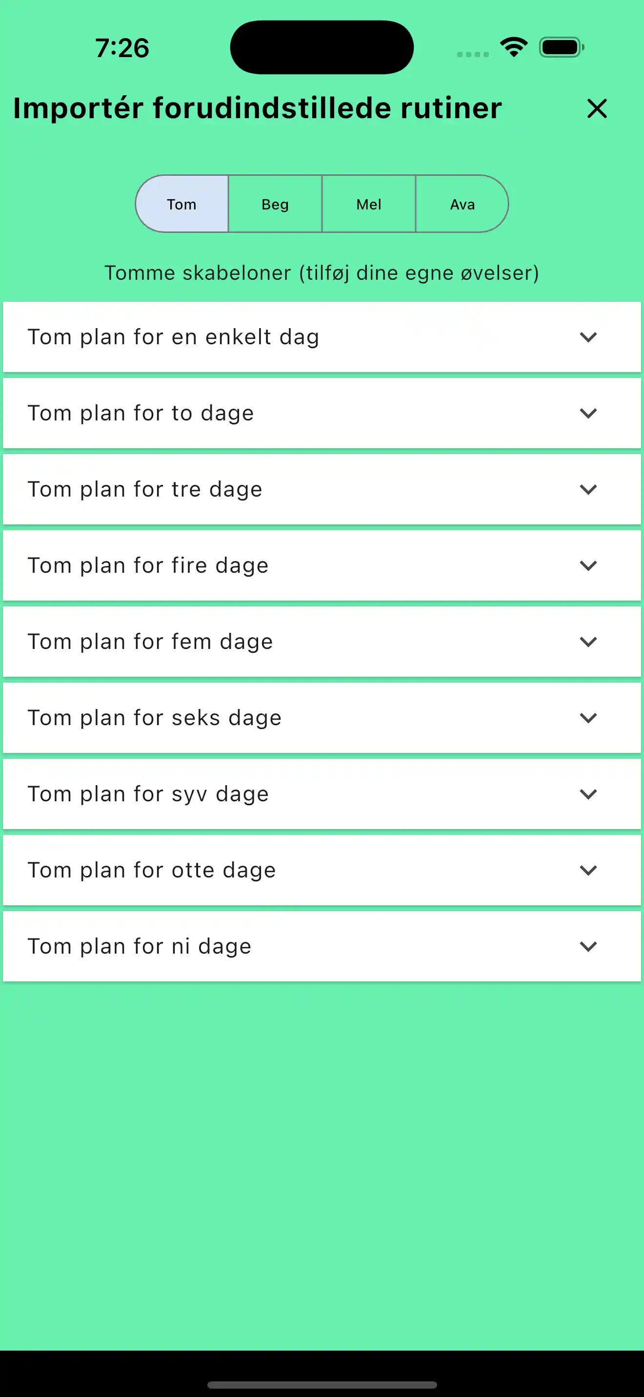 Programmer importer forudindstillede tomme telefon