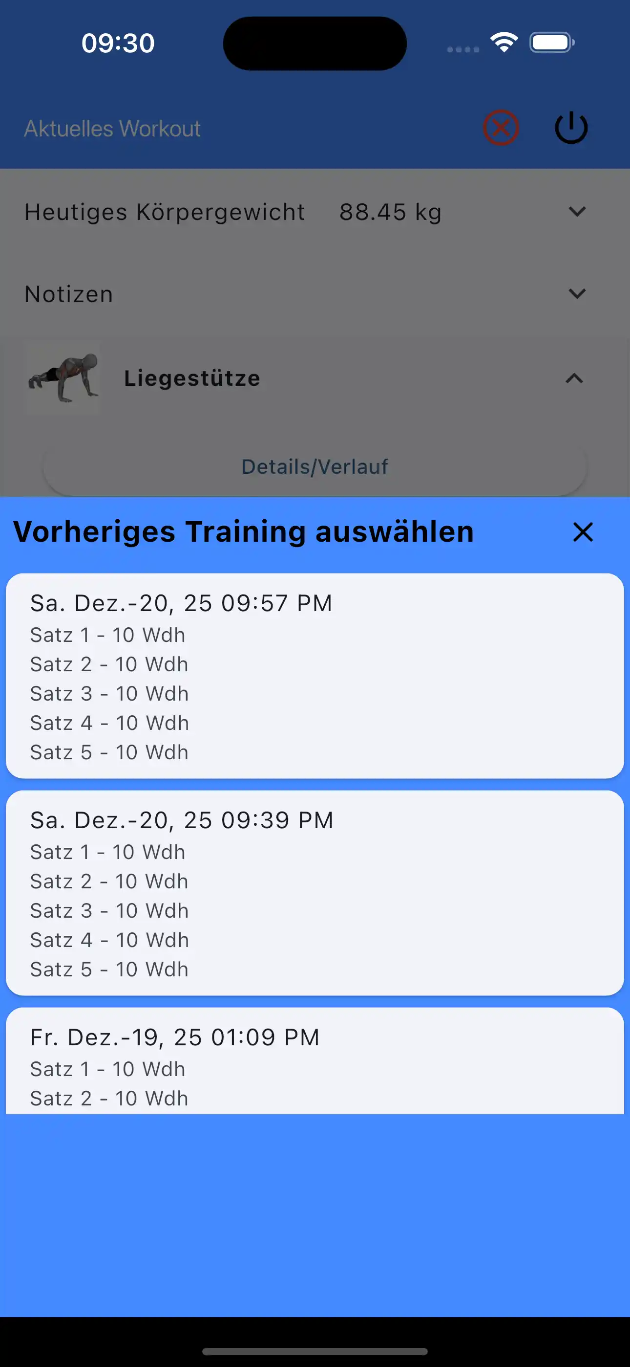 Nur letzte Sätze und Wiederholungen auswählen