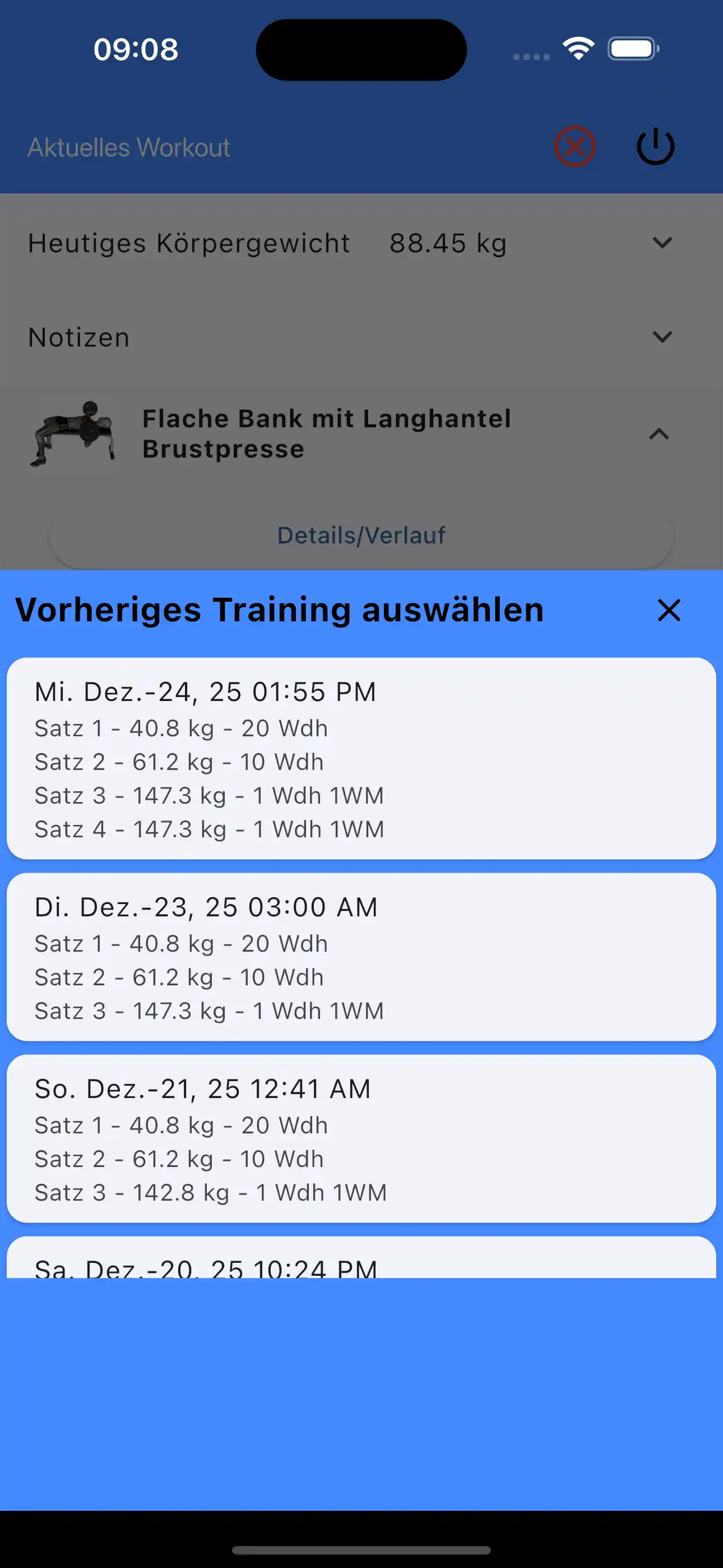 Wähle die letzten Sätze Krafttraining