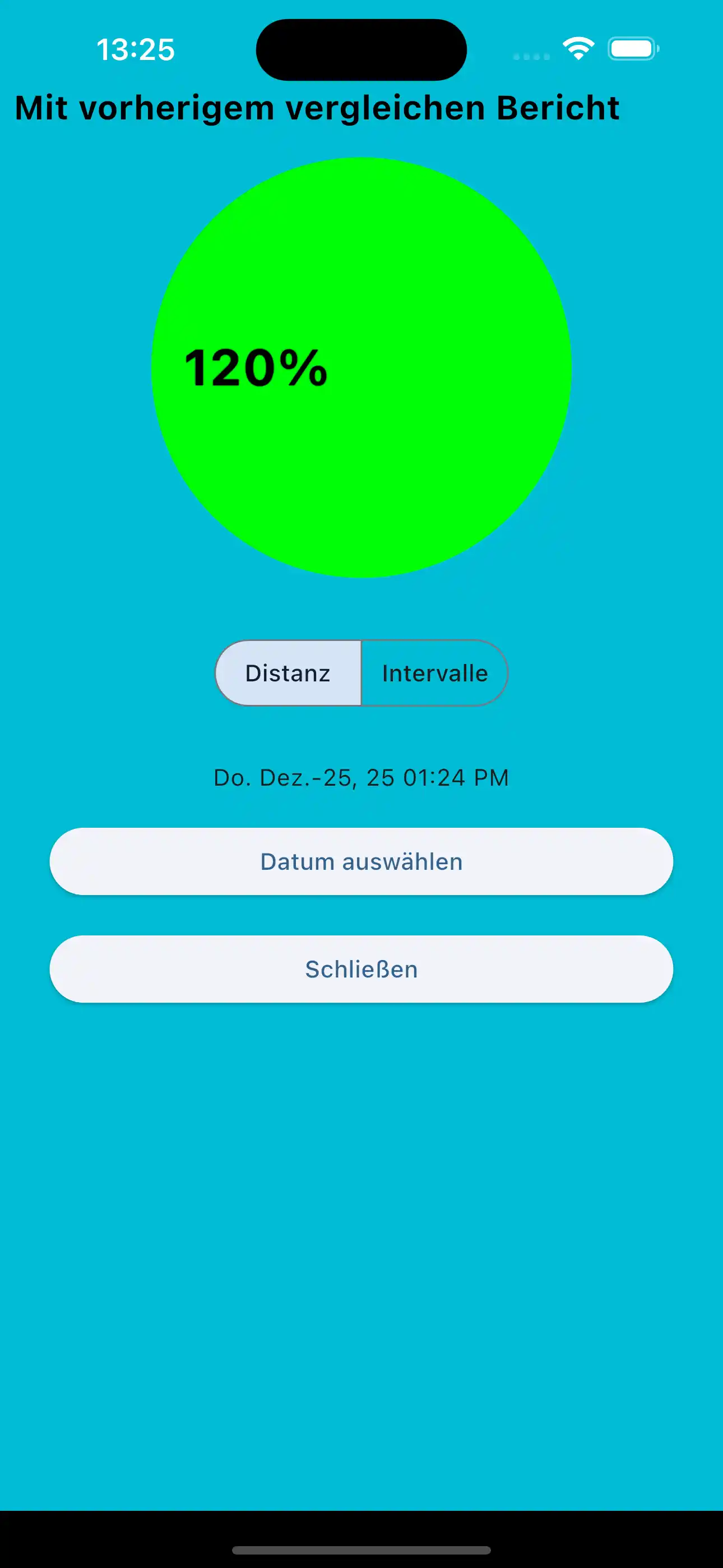 Vergleiche die Distanz früherer Kardio-Intervalle
