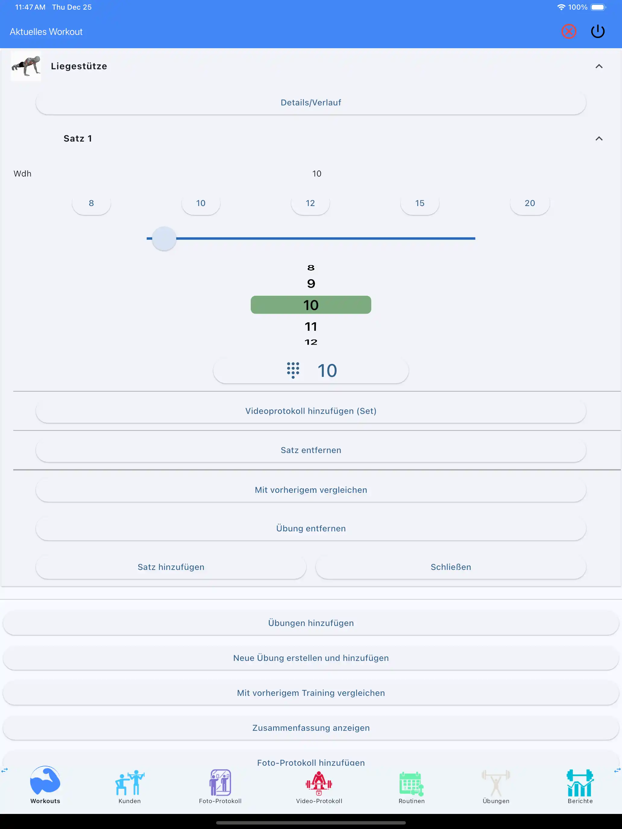 Wiederholungen nur Crossfit Calisthenics Verfolgung Tablet iPad