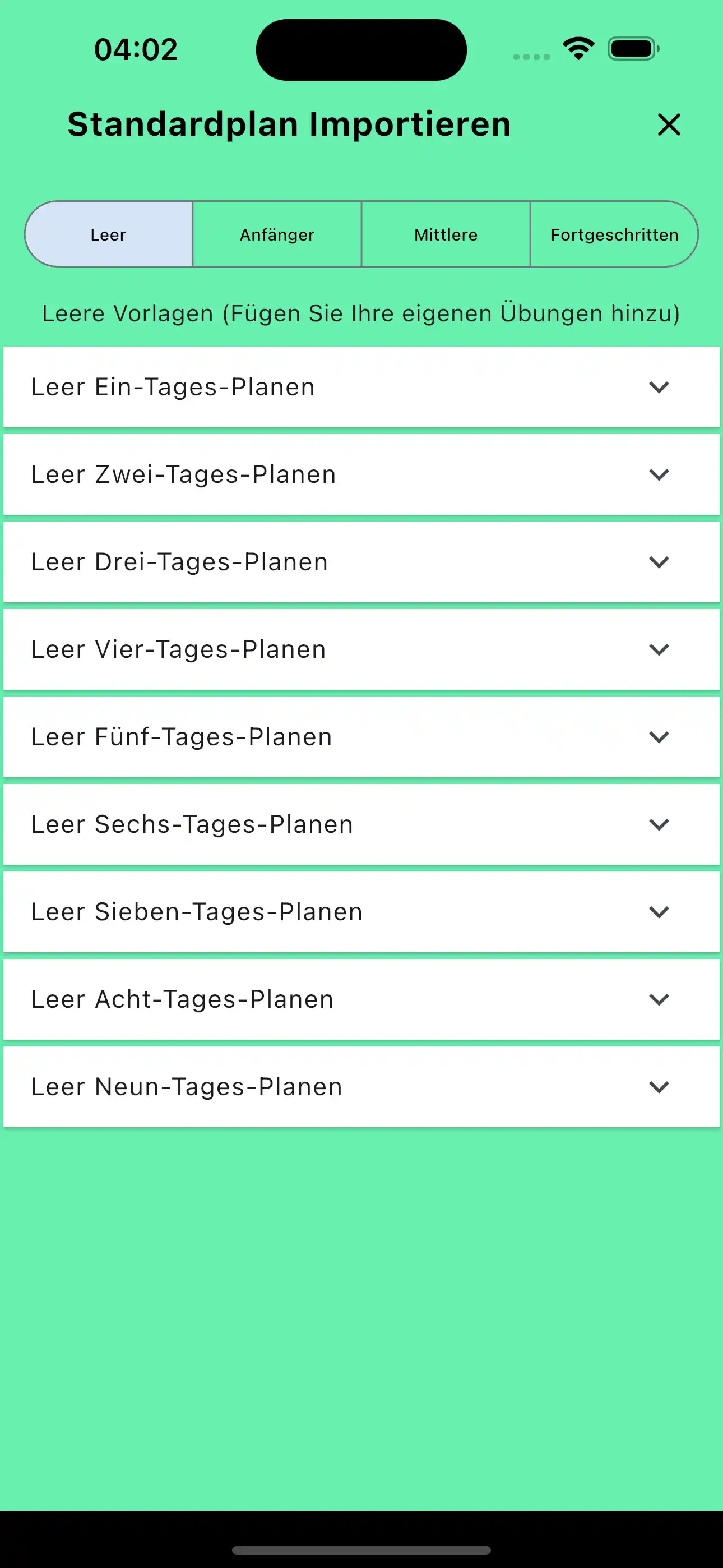 Routinen Import Voreinstellungen leer Telefon