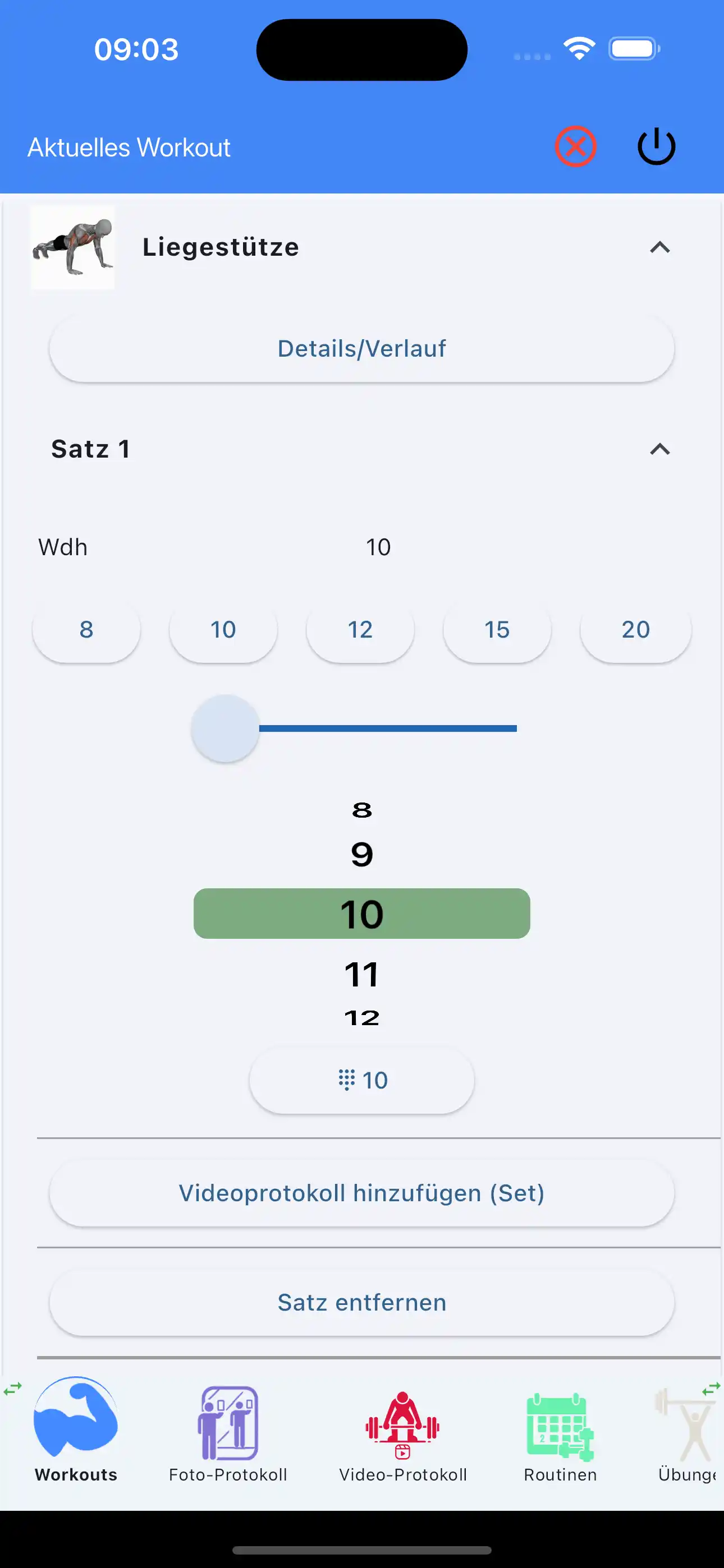 Nur Wiederholungen mit einem Finger