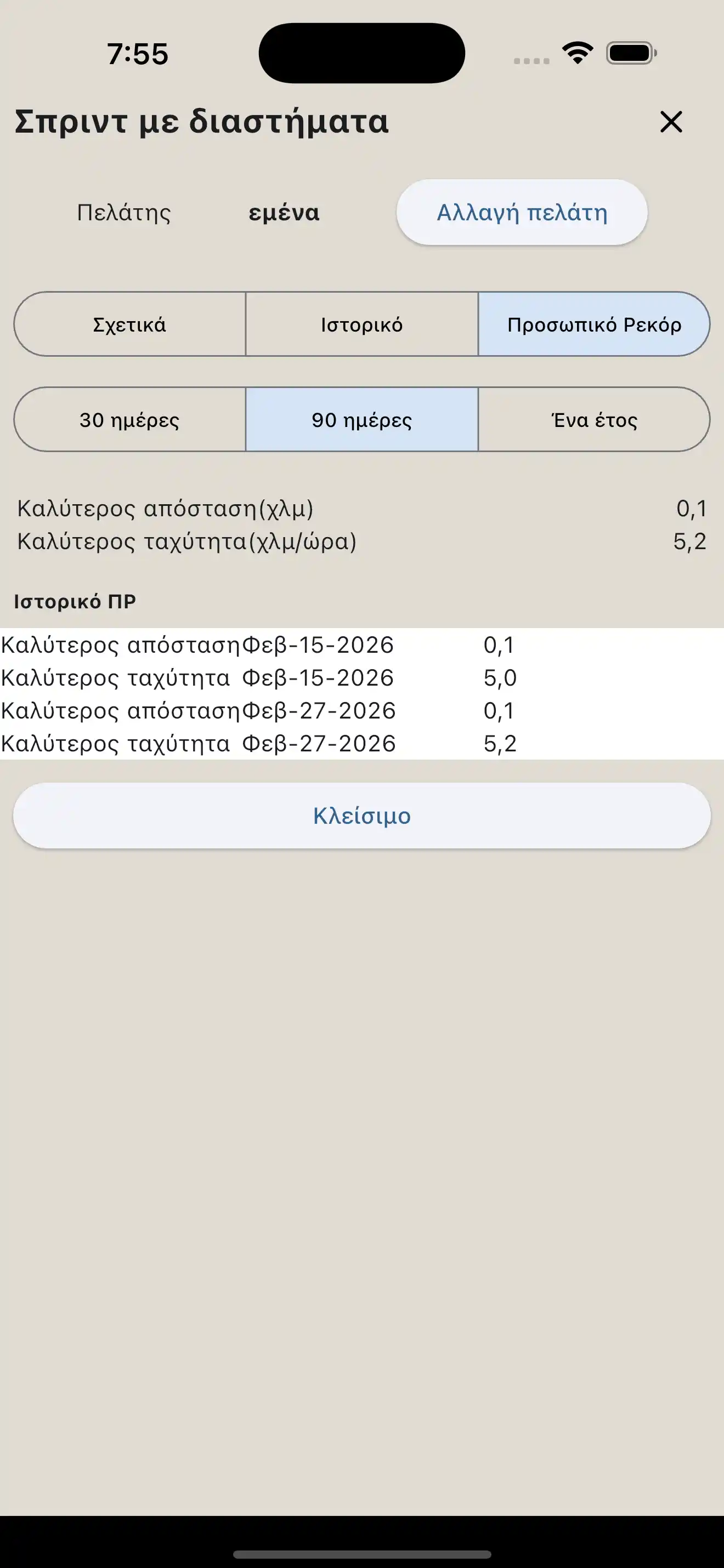 Αναφορά PR/ΠP Αερόβιας