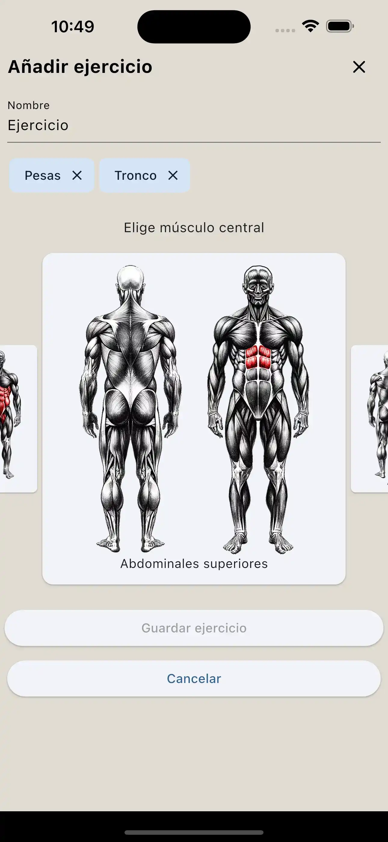 Ejercicio creación grupo muscular teléfono