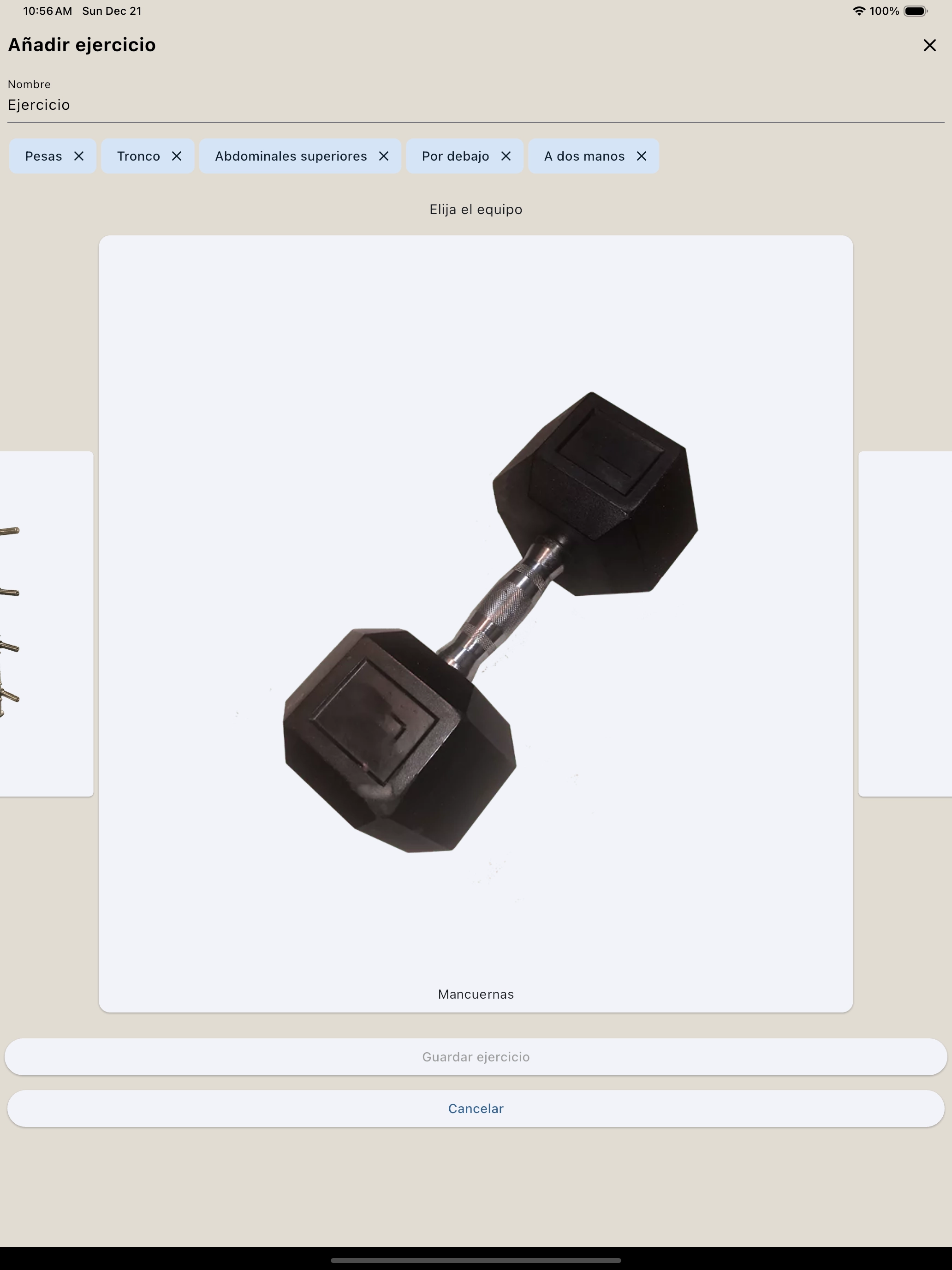 Tableta de equipo para creación de ejercicios