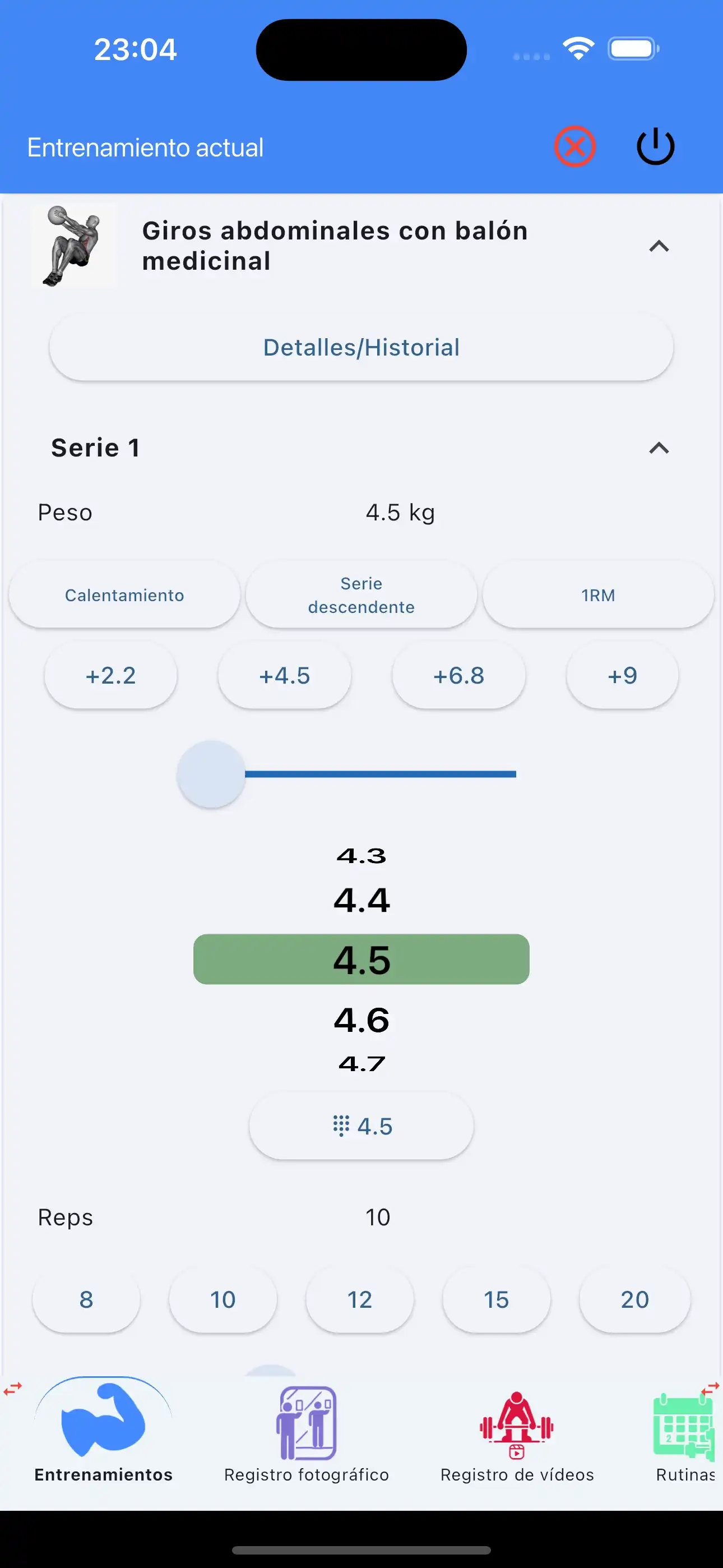 Teléfono para seguimiento de ejercicios con balón medicinal