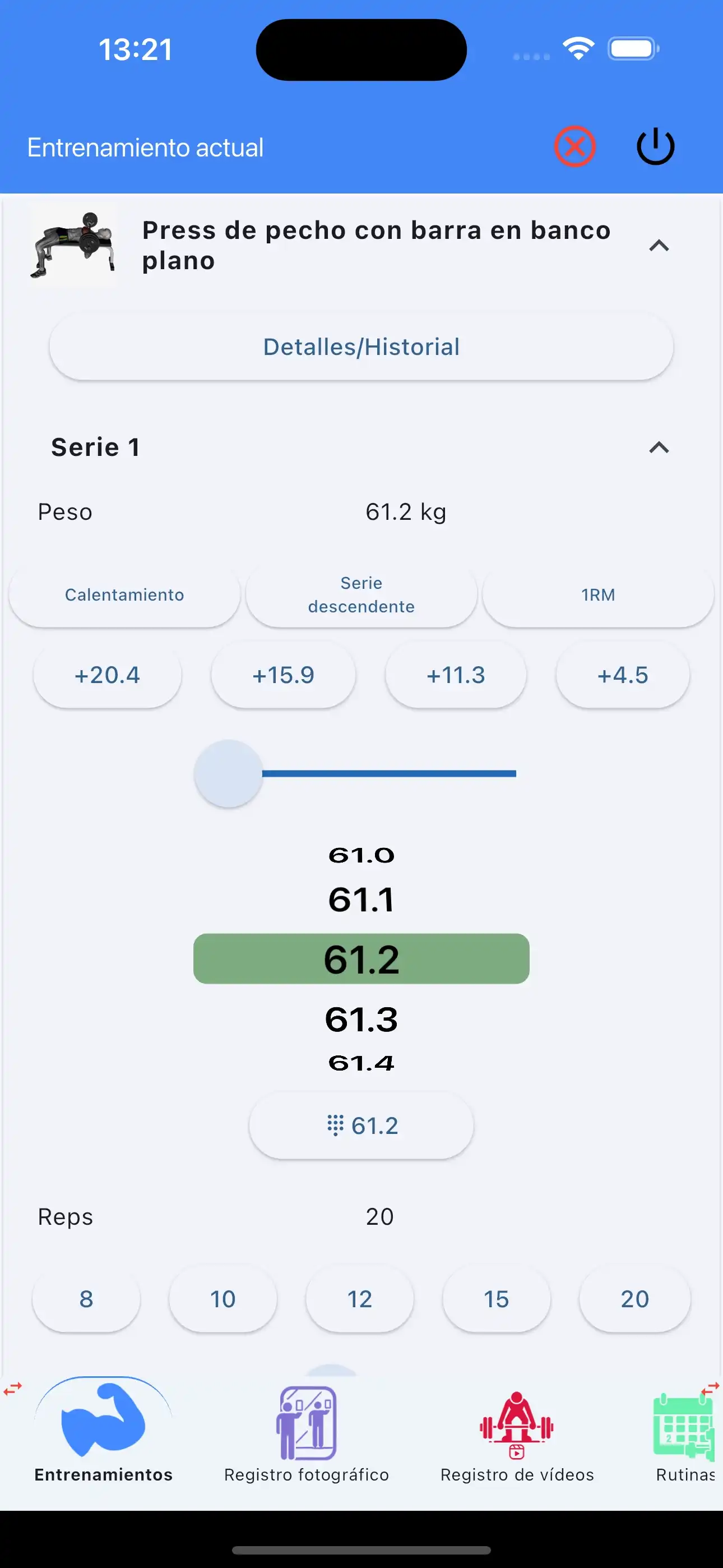 Entrenamiento de Pesas con Entrada de un Solo Dedo