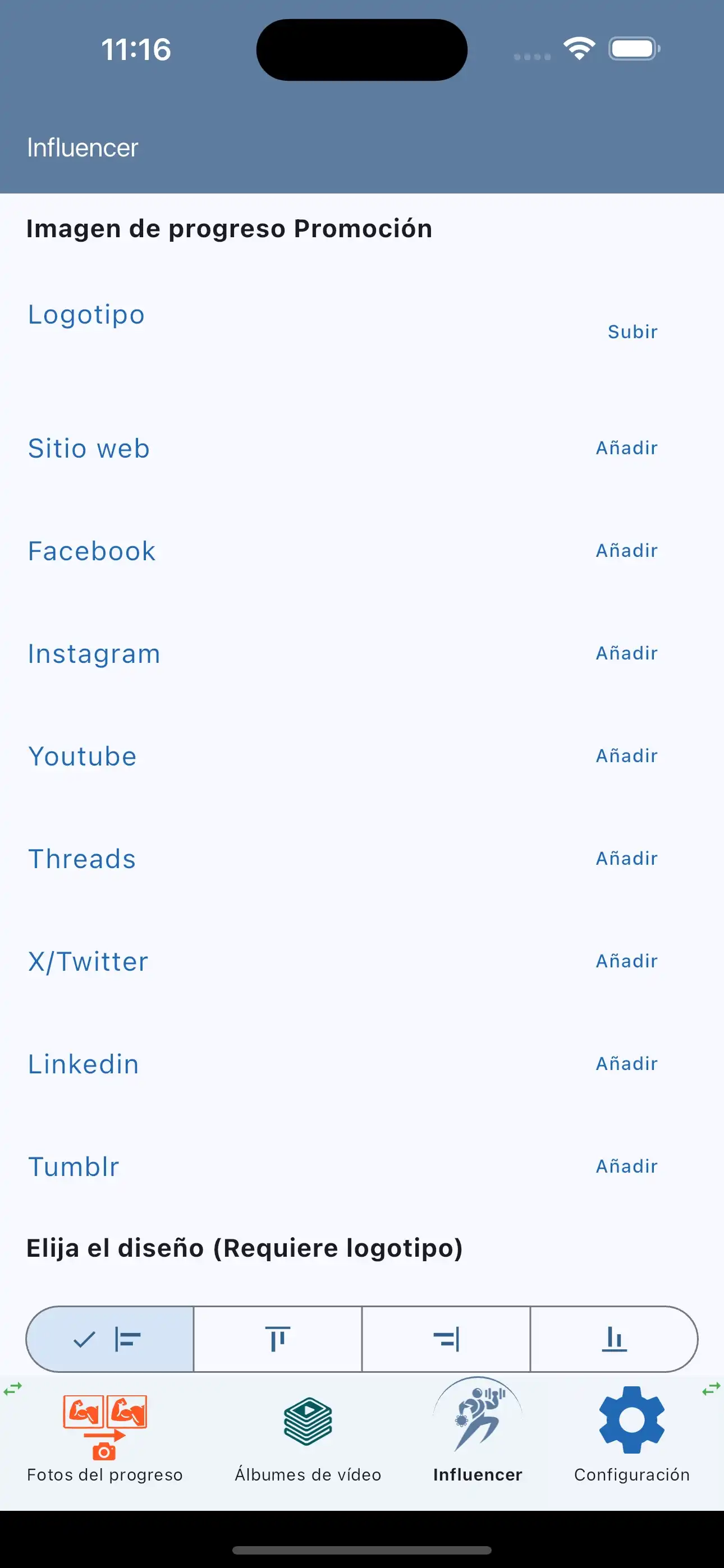 Promoción de influencer de fitness