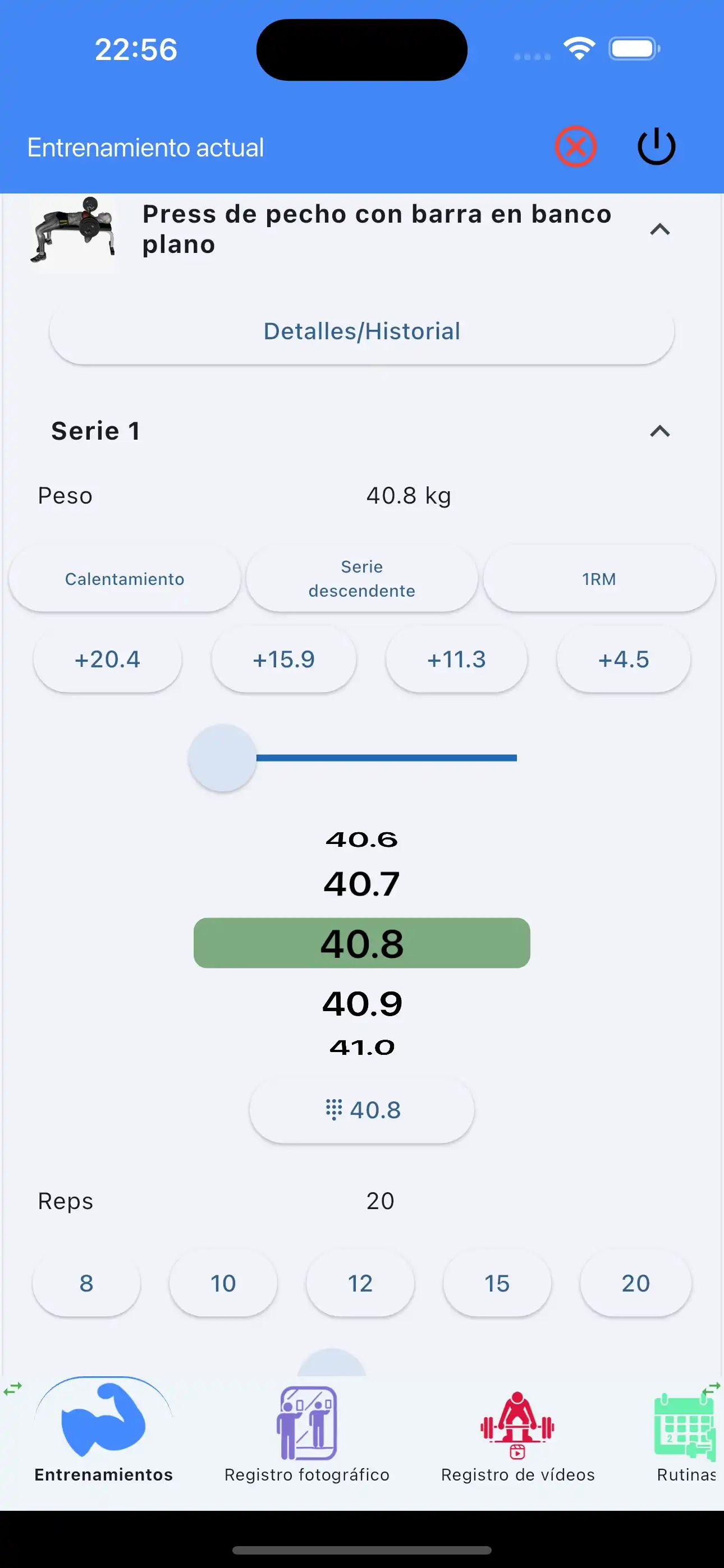 Teléfono para seguimiento de levantamiento de pesas