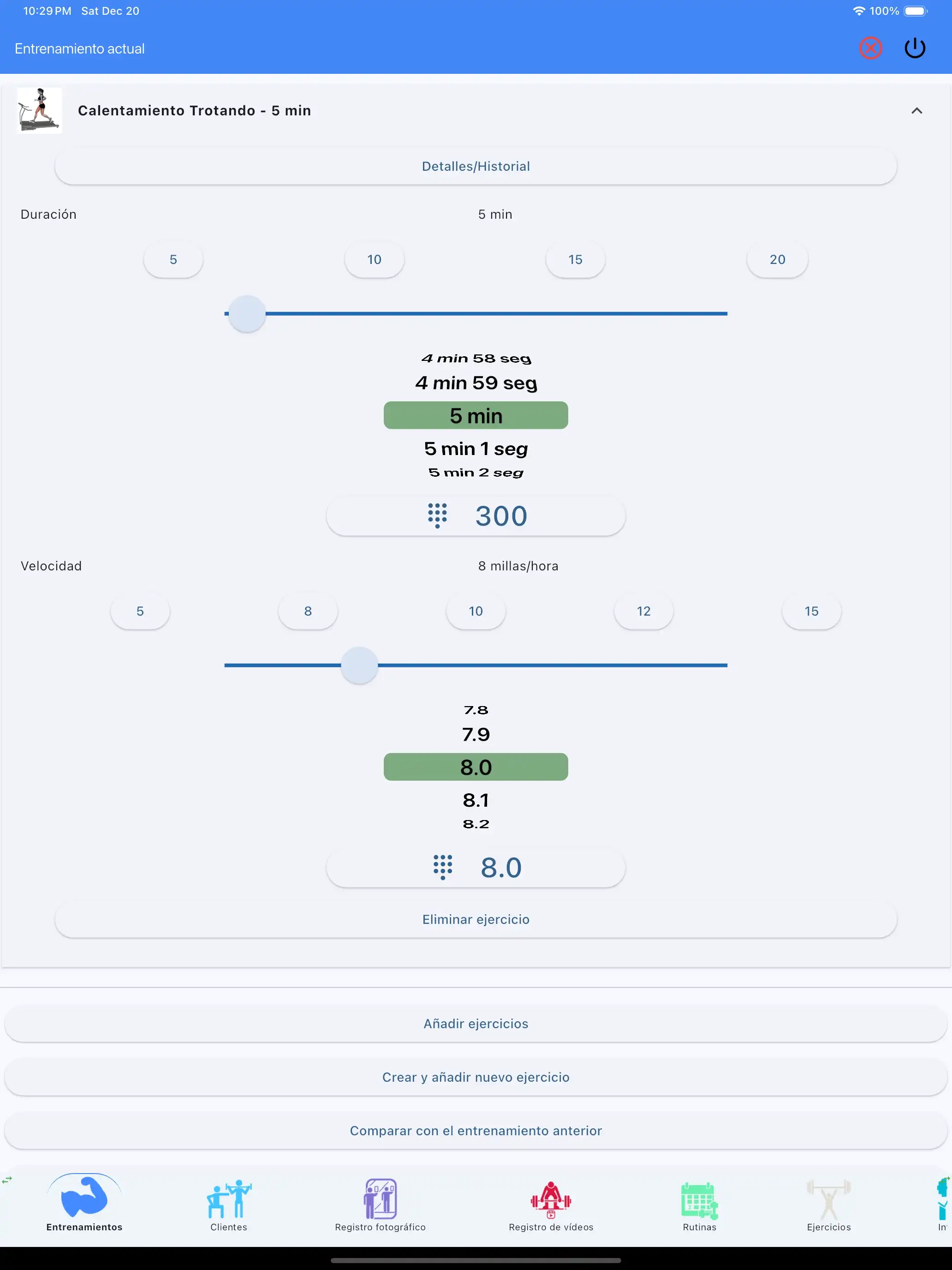 Tableta iPad para calentamiento y seguimiento de cardio