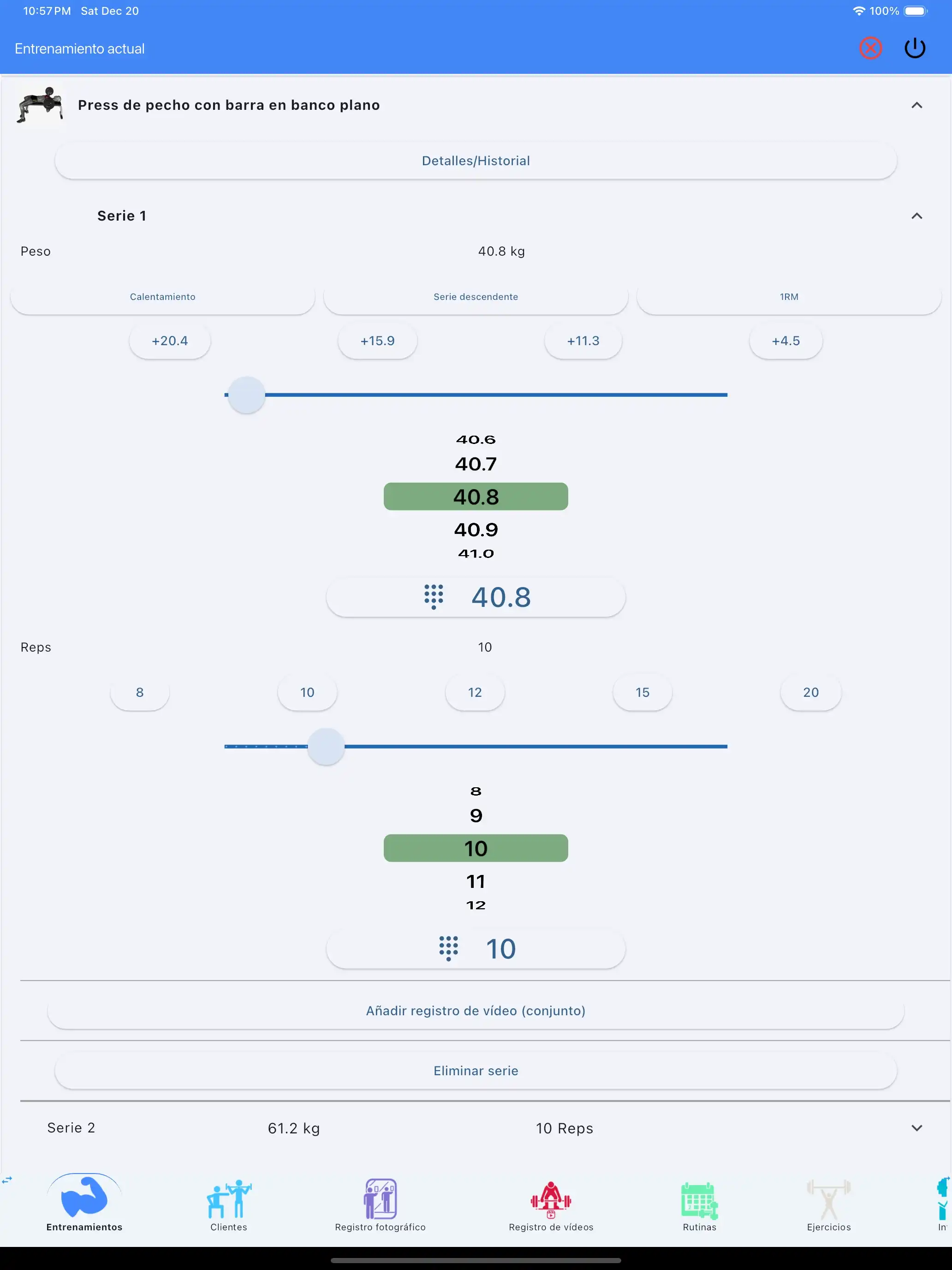 Tableta iPad para seguimiento de levantamiento de pesas