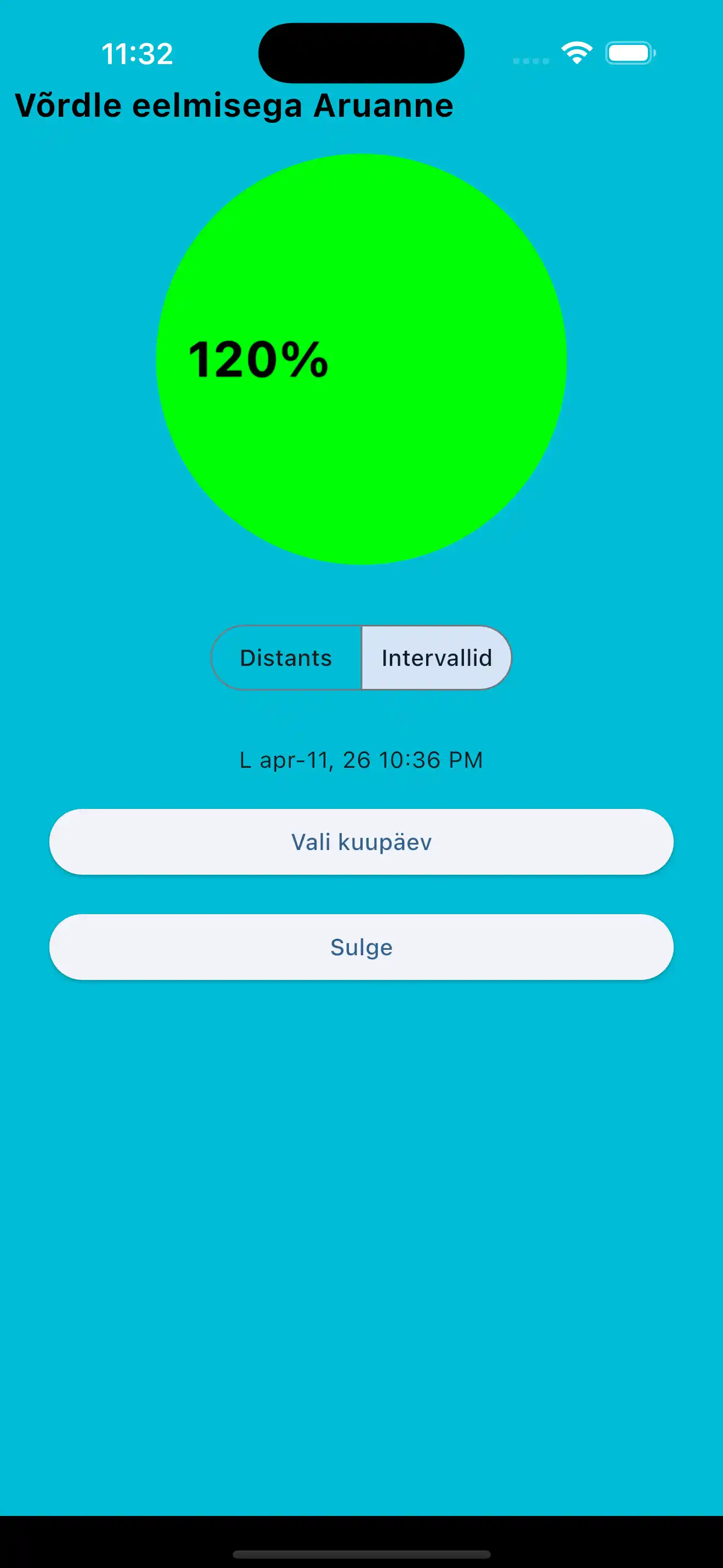 Võrdle eelmisi kardio intervalle