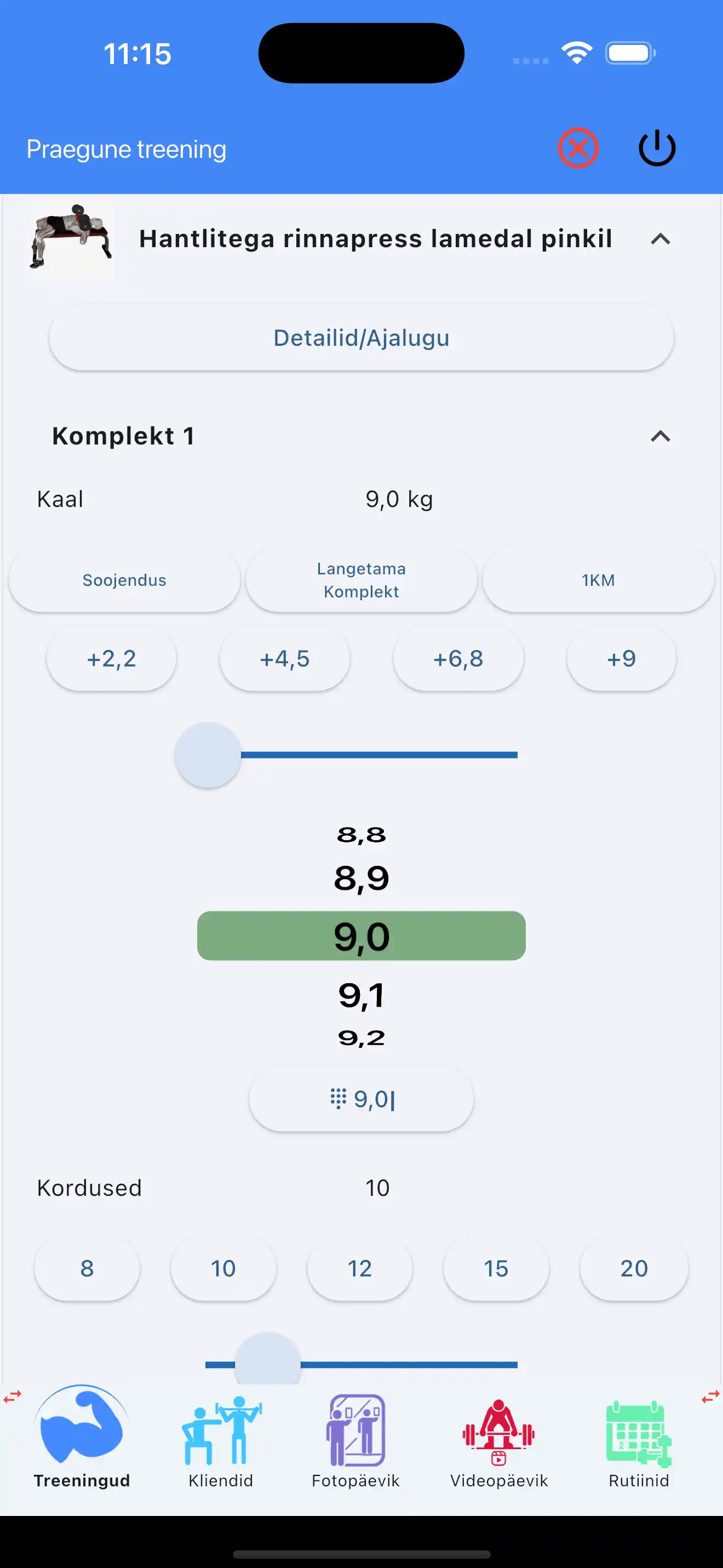 Hantliharjutuse jälgimine telefonis