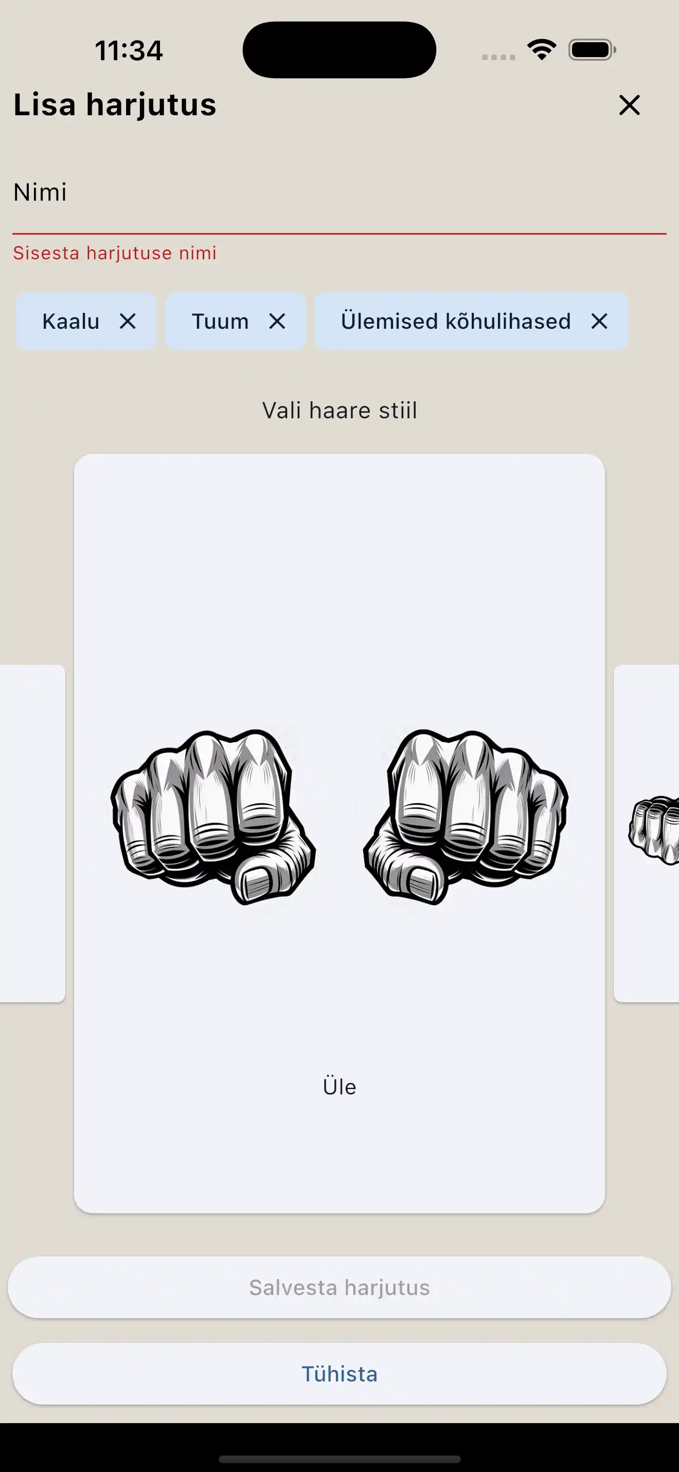 Harjutuse loomine haare telefon