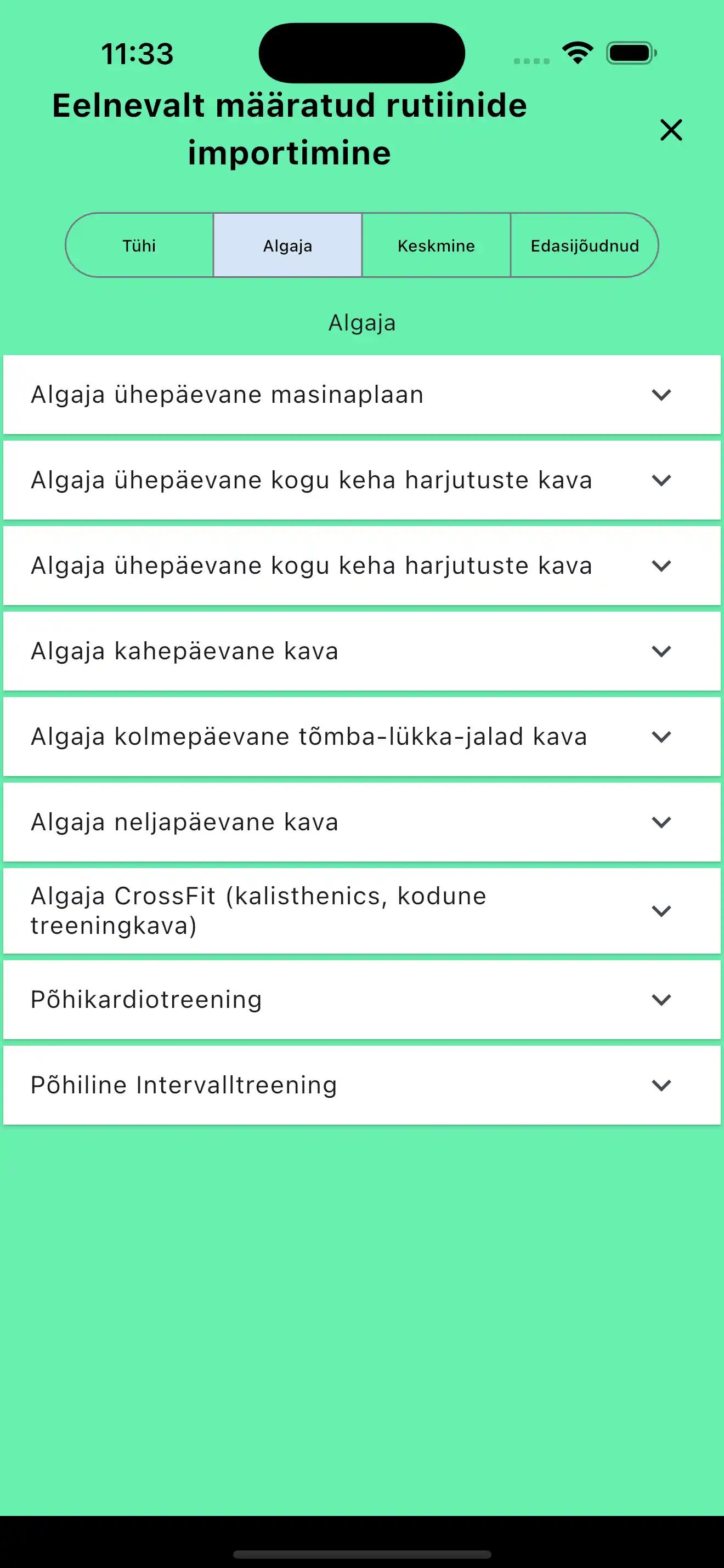 Vaikemallide importimine rutiinides telefonis