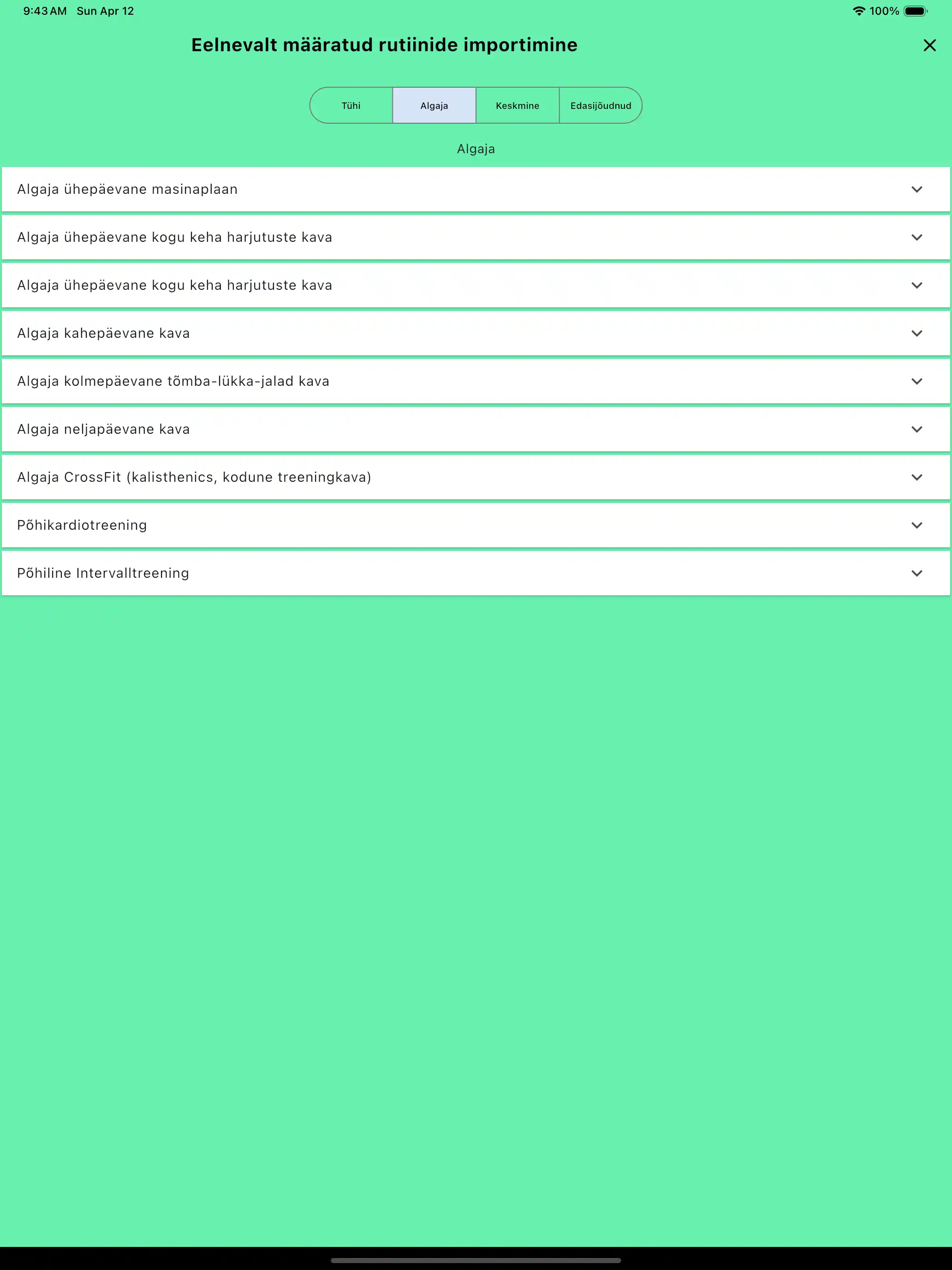 Vaikemallide importimine rutiinides tahvelarvutis