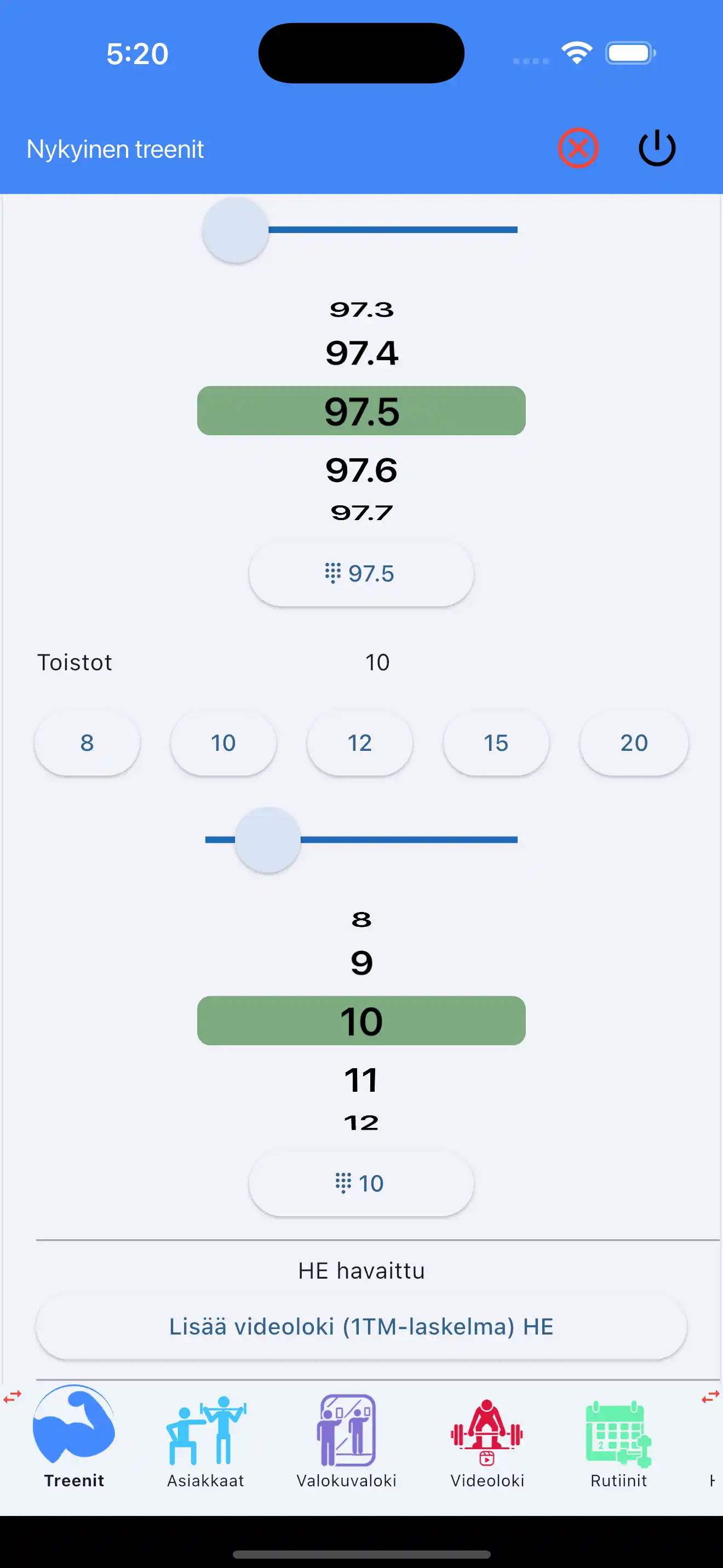 Lisää 1RM PR videoloki