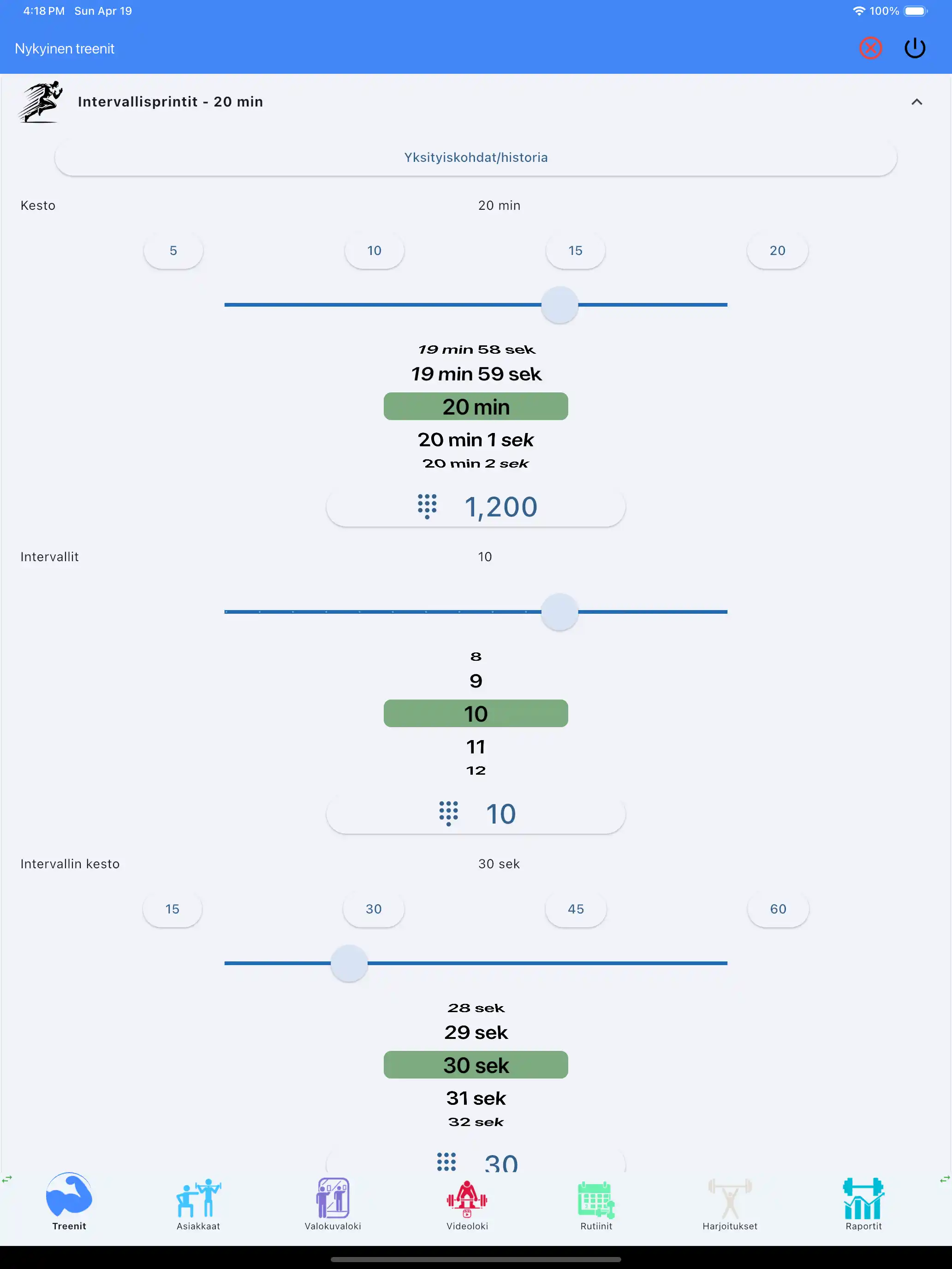 Kardiotreenaamisen HIIT tabletti ipad