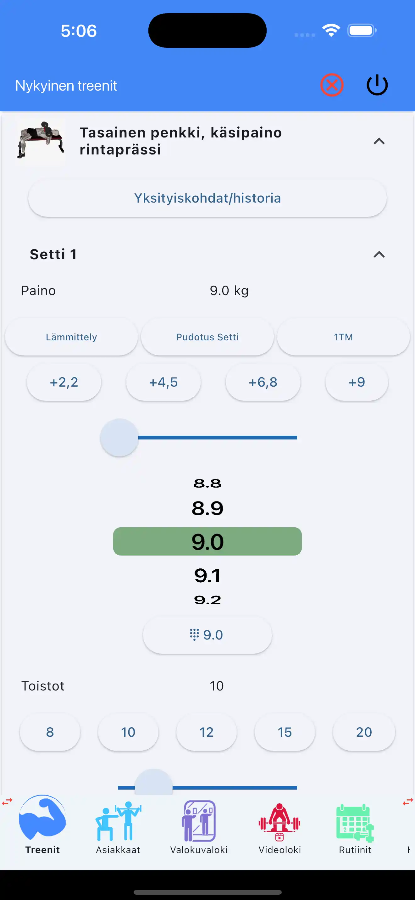 Käsipainoliikkeen seuranta puhelin