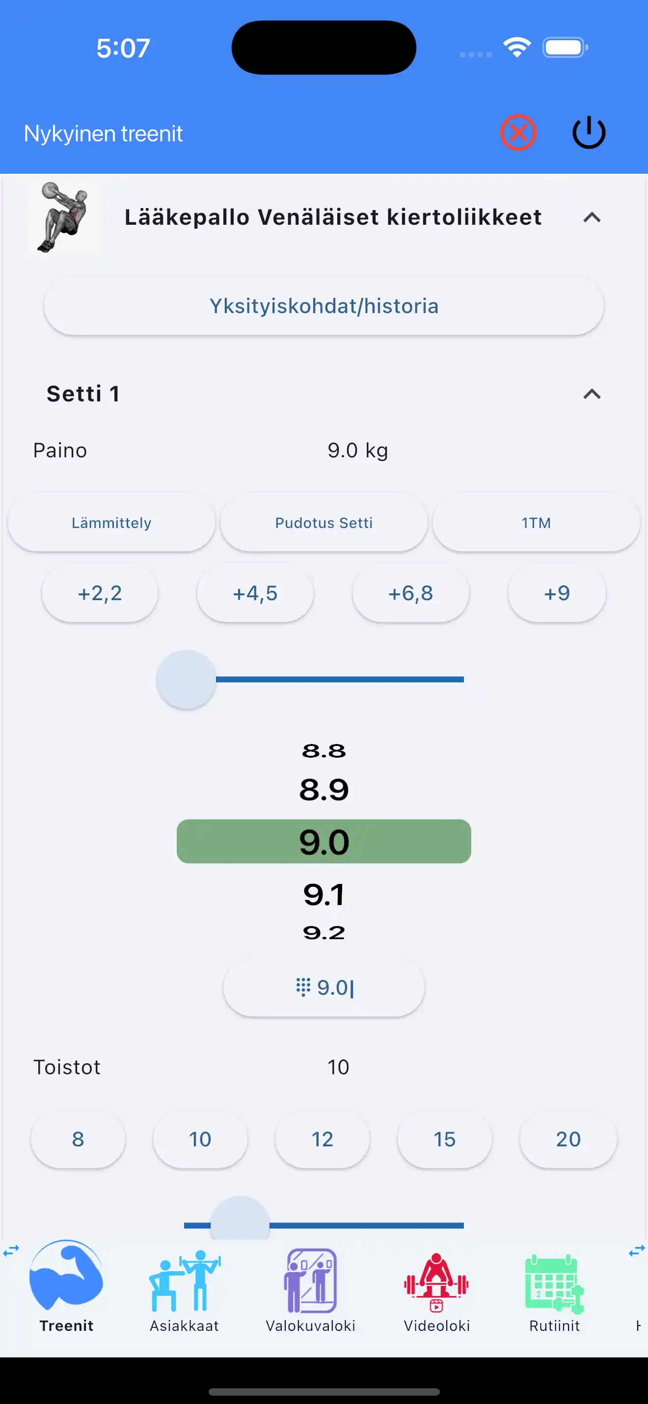 Kuntopalloliikkeen seuranta puhelin