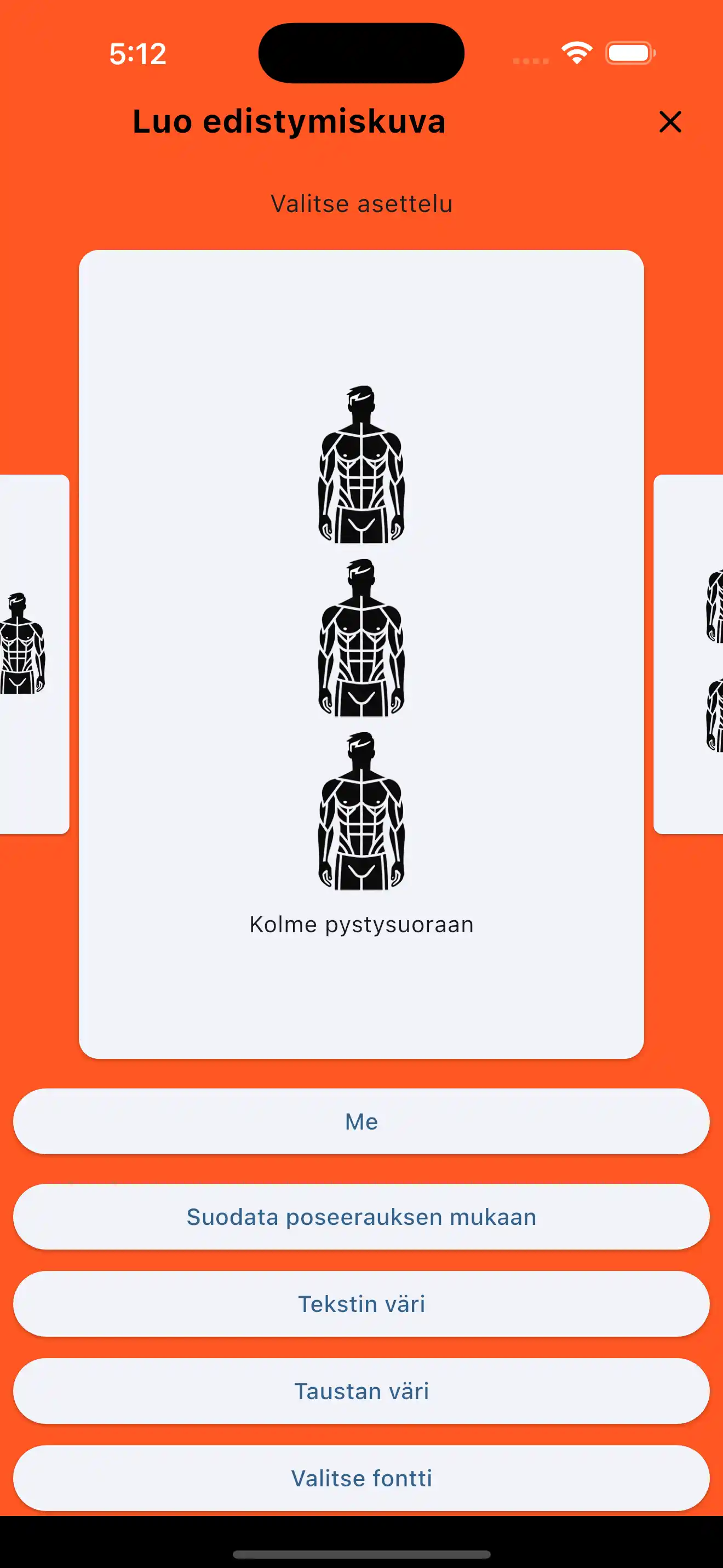 Edistymiskuva Kolme Pystysuunnassa