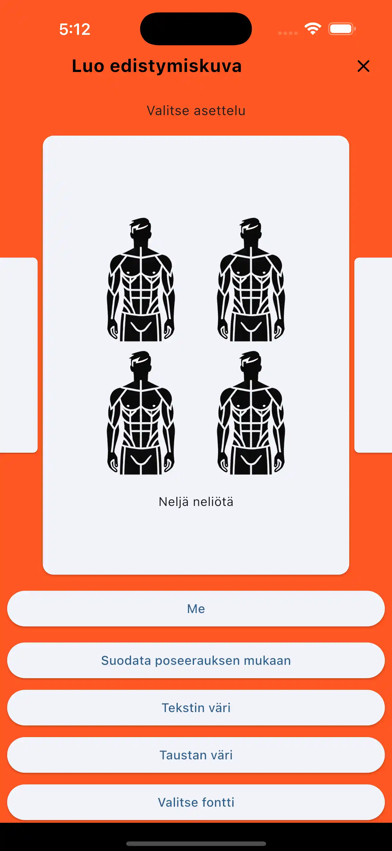 Edistymiskuva Neljä Neliö