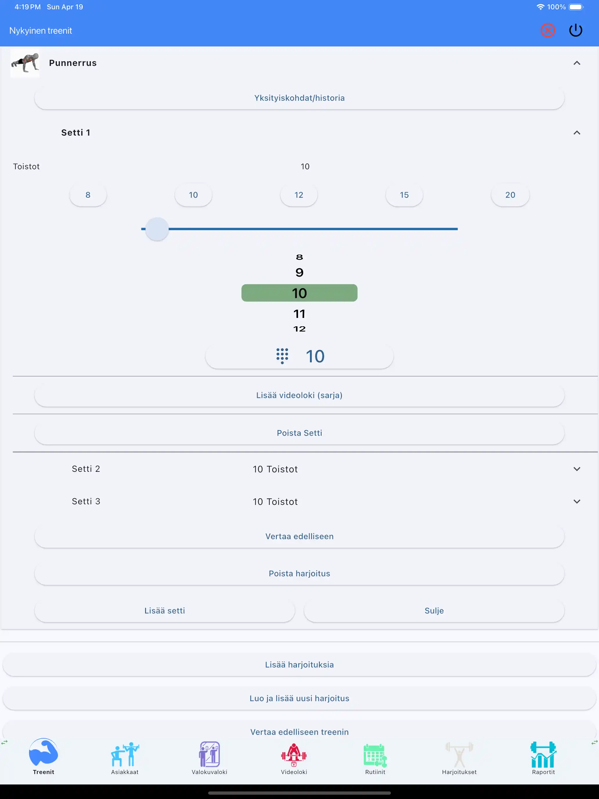 Vain toistot crossfit kehonpainoharjoittelu seuranta tabletti ipad