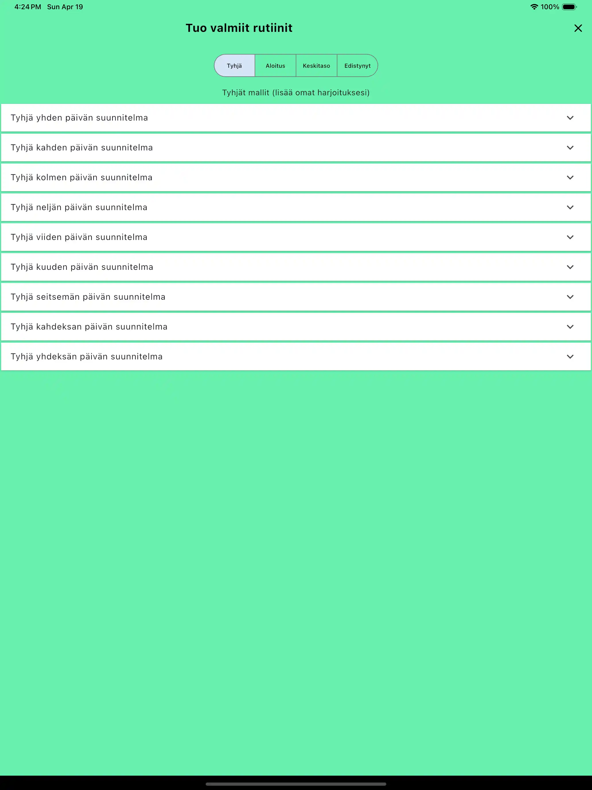 Tuo tyhjiä malleja tabletti