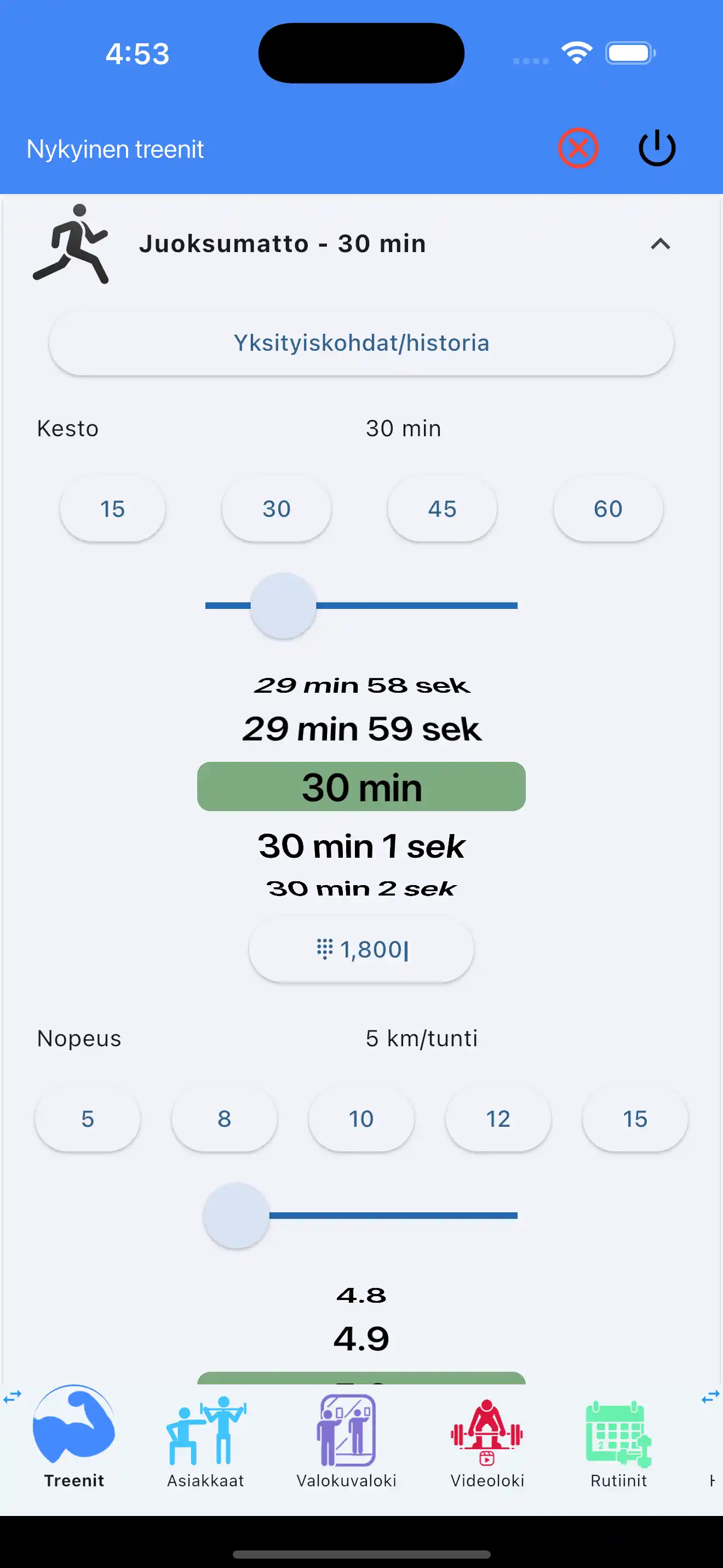 Yhden sormen syöttö kardiokestävyydessä