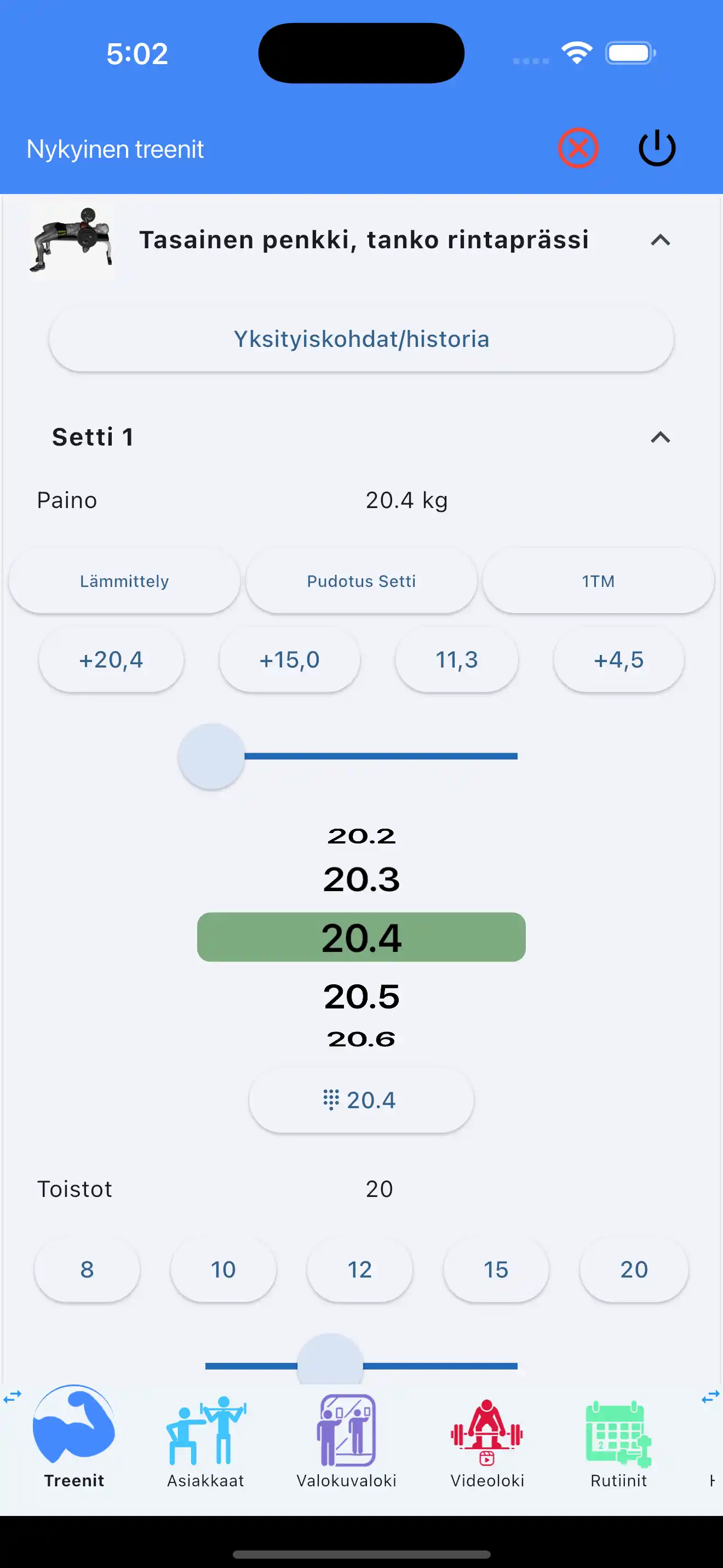 Painonnoston seuranta puhelin