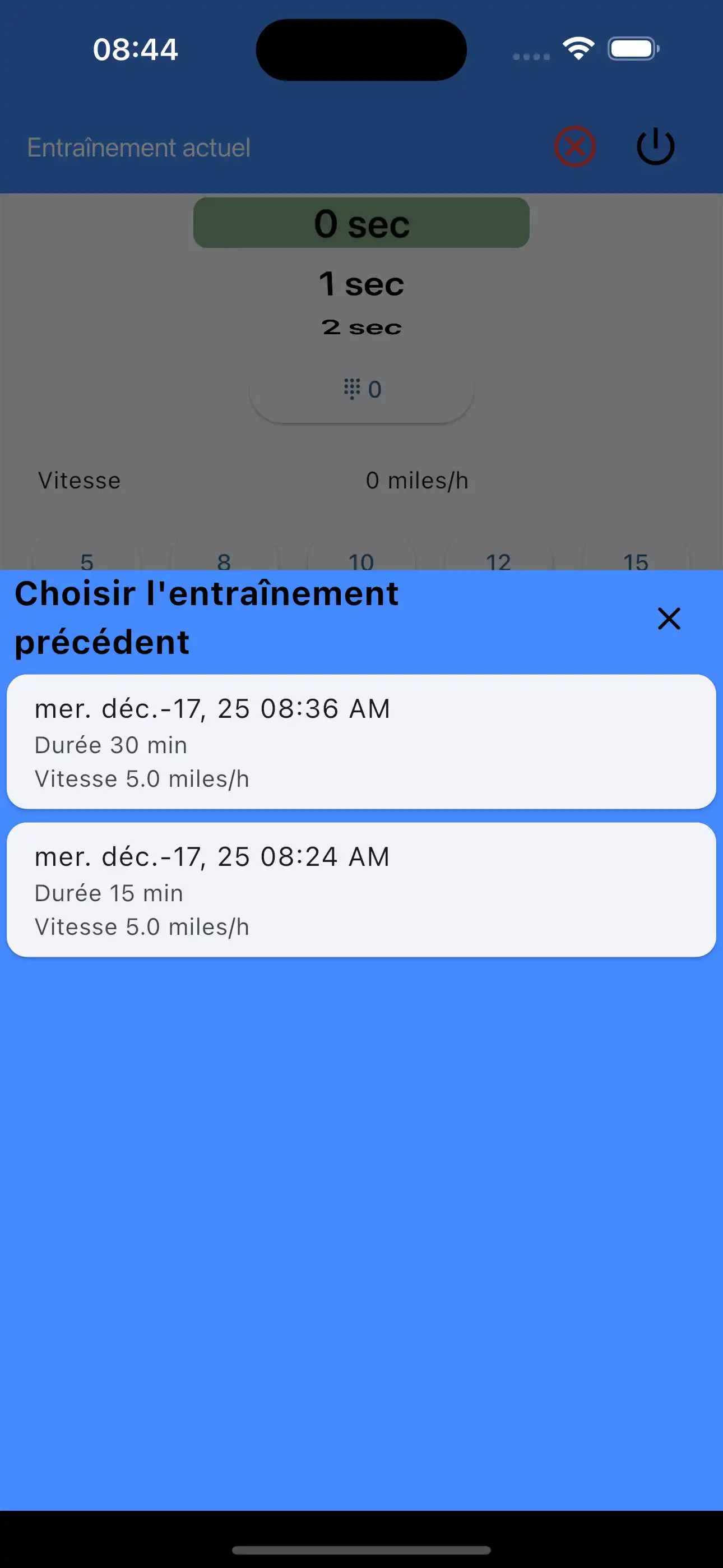 Choisir les dernières réglages Endurance Cardio