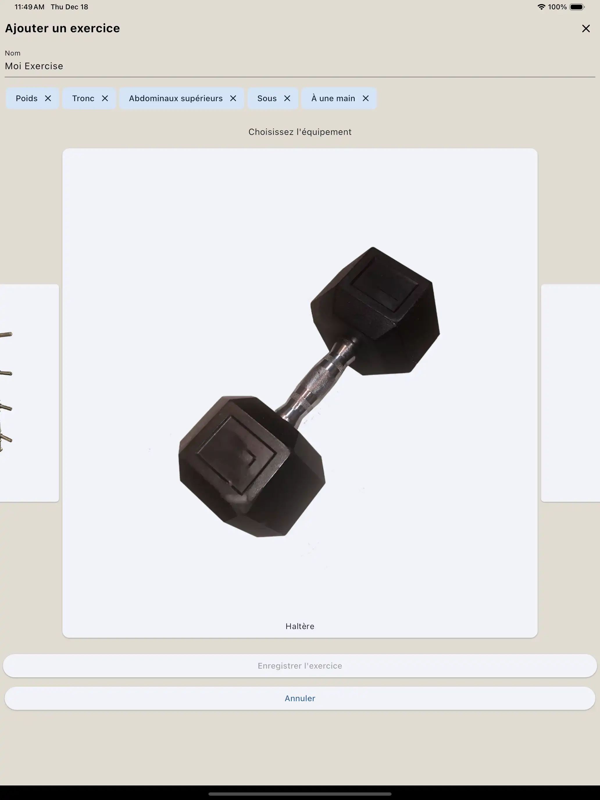 Création d'exercice sur tablette