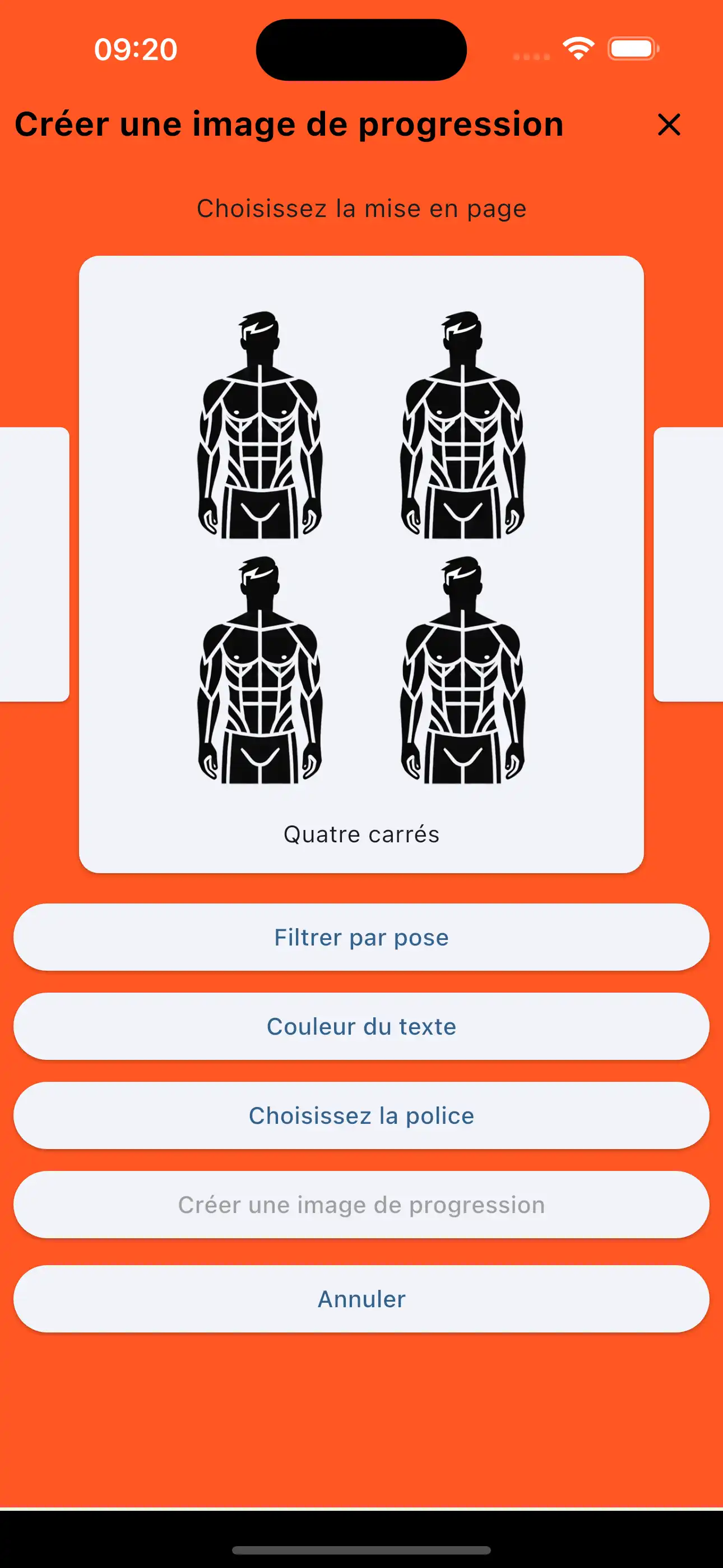 Photo de progression en quatre carrés