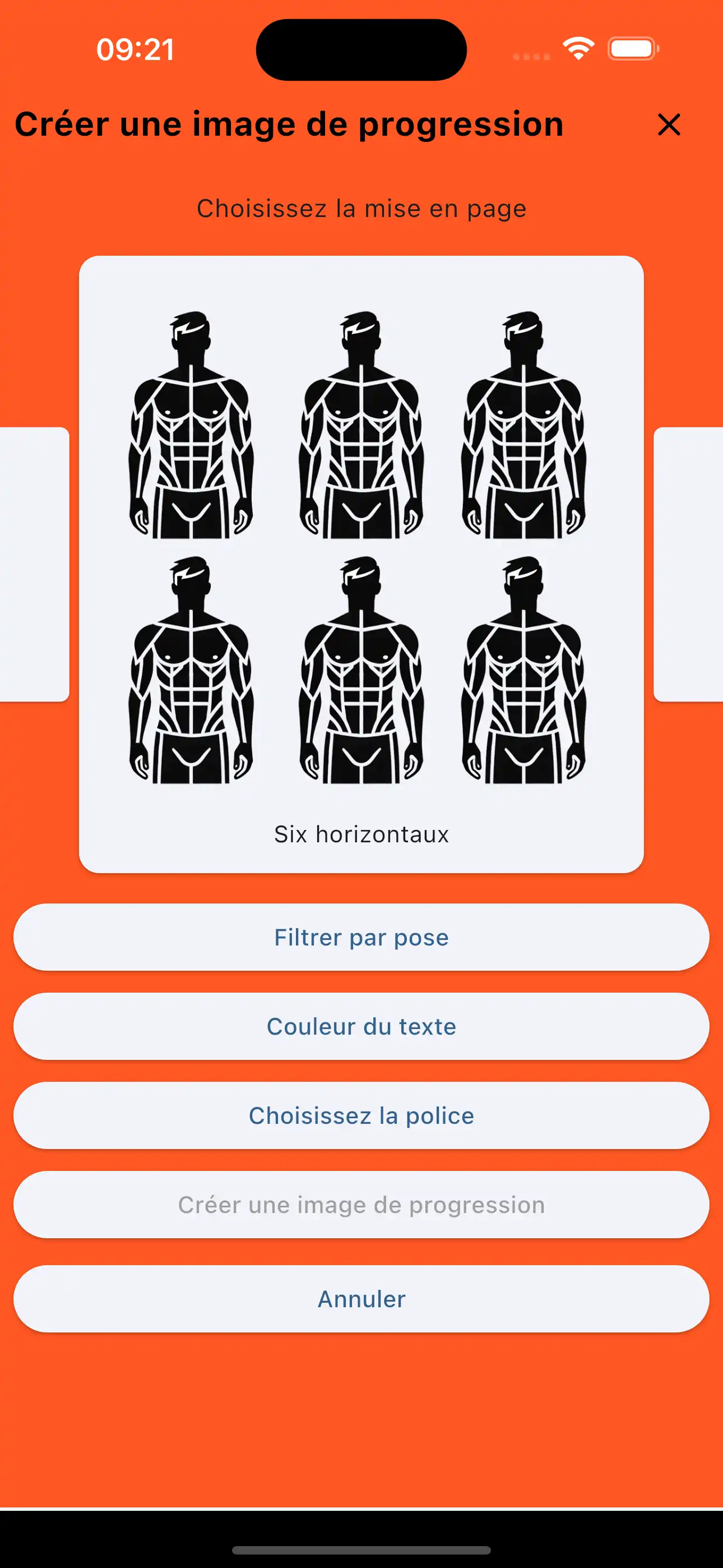 Photo de progression six horizontale