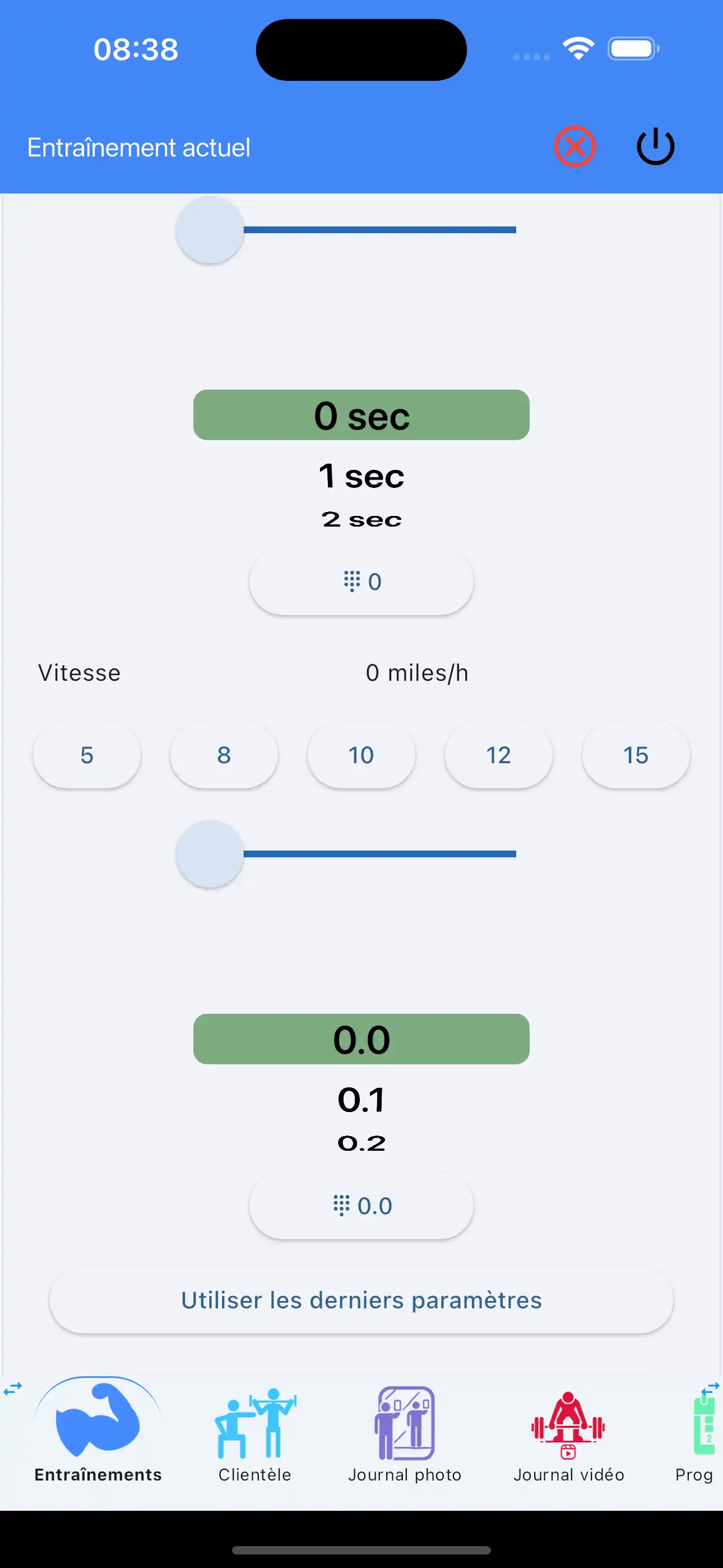 Utiliser les derniers réglages Cardio