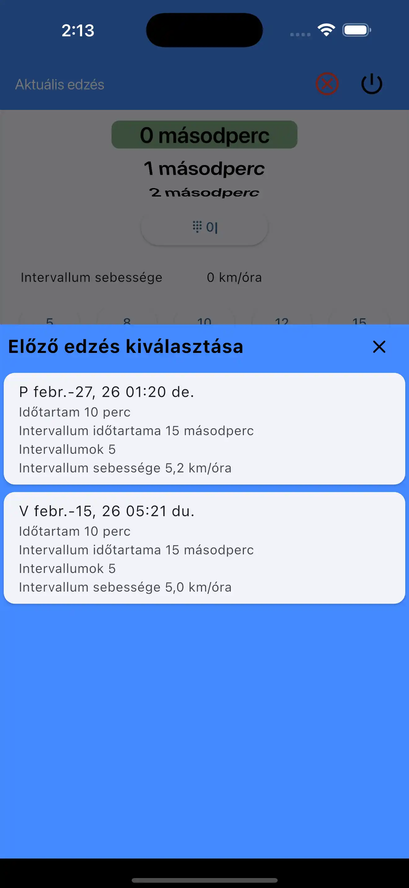 Utolsó Beállítások Kiválasztása Kardió Intervallumok Hiit