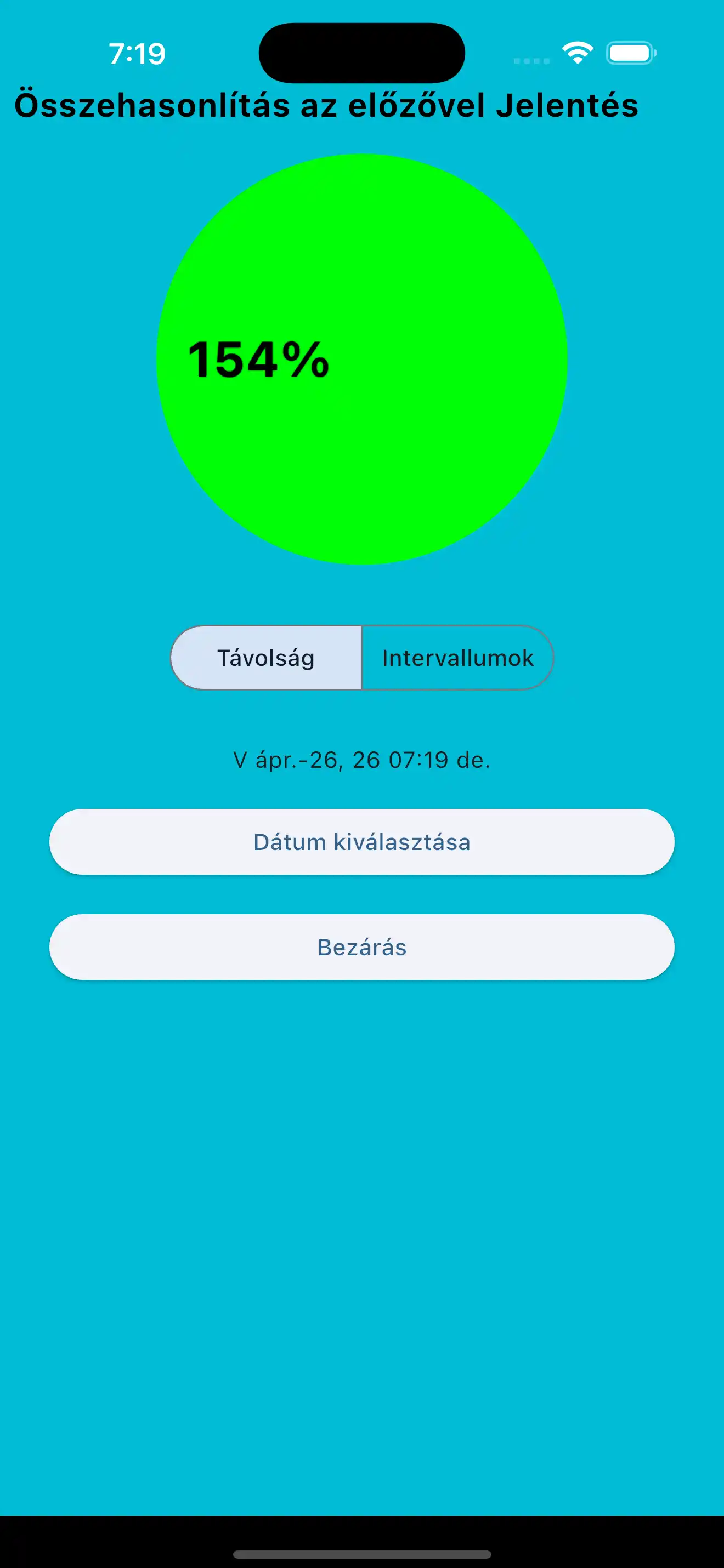 Előző Kardió Intervallumok Távolságának Összehasonlítása