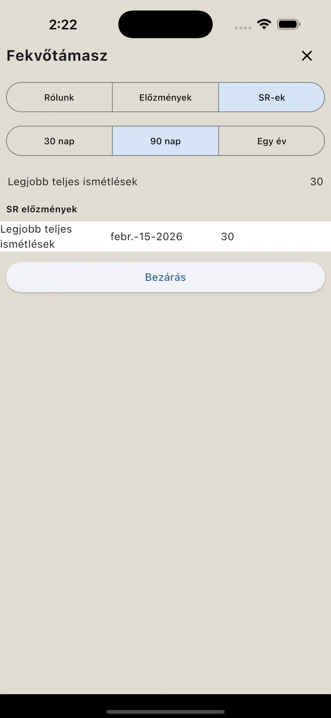 Csak ismétlések / Cross-Fit / Saját testsúlyos PR Jelentés