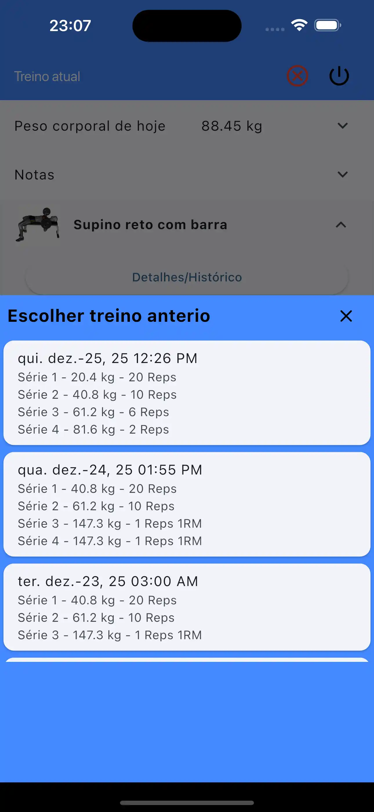Scegli Ultime Serie Allenamento con Pesi