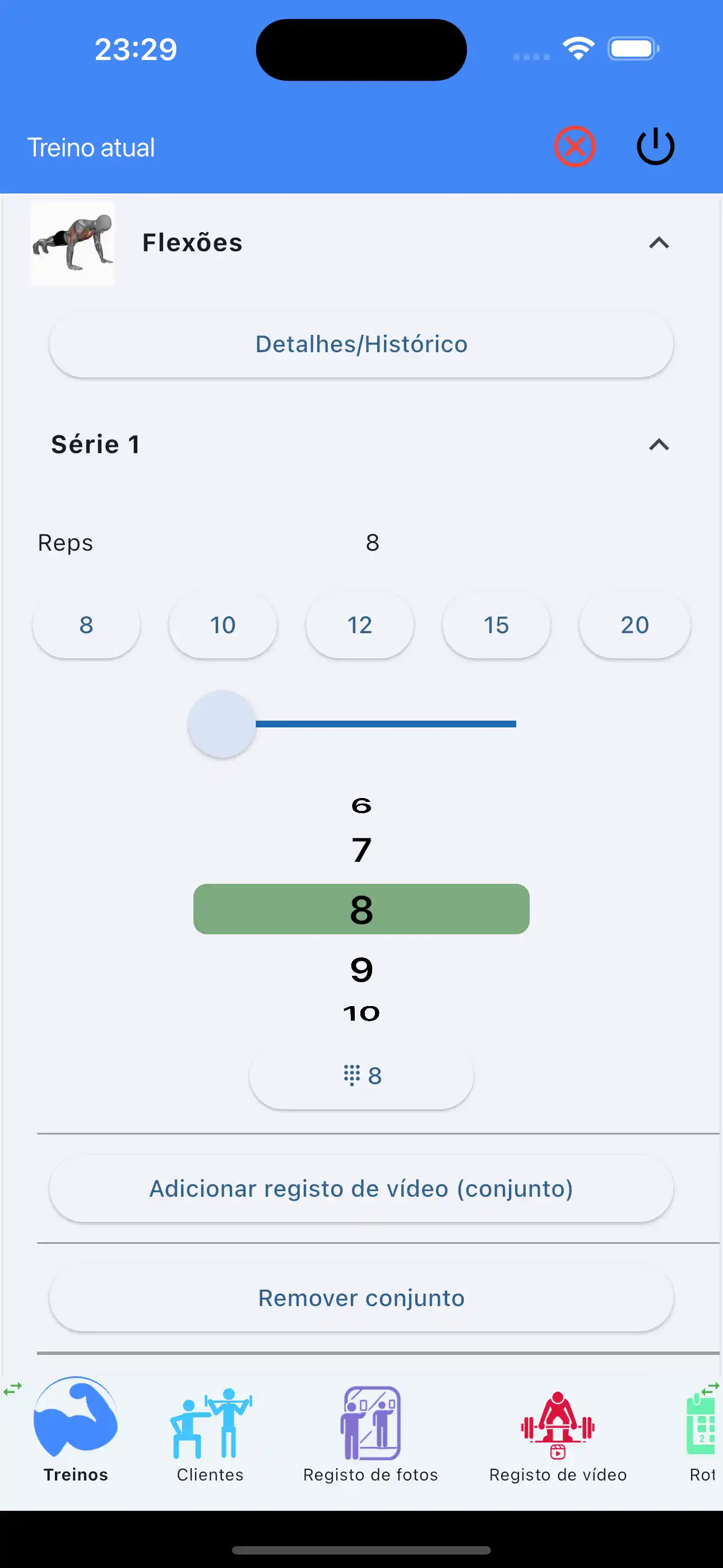 Tracciamento solo ripetizioni crossfit calisthenics sul telefono