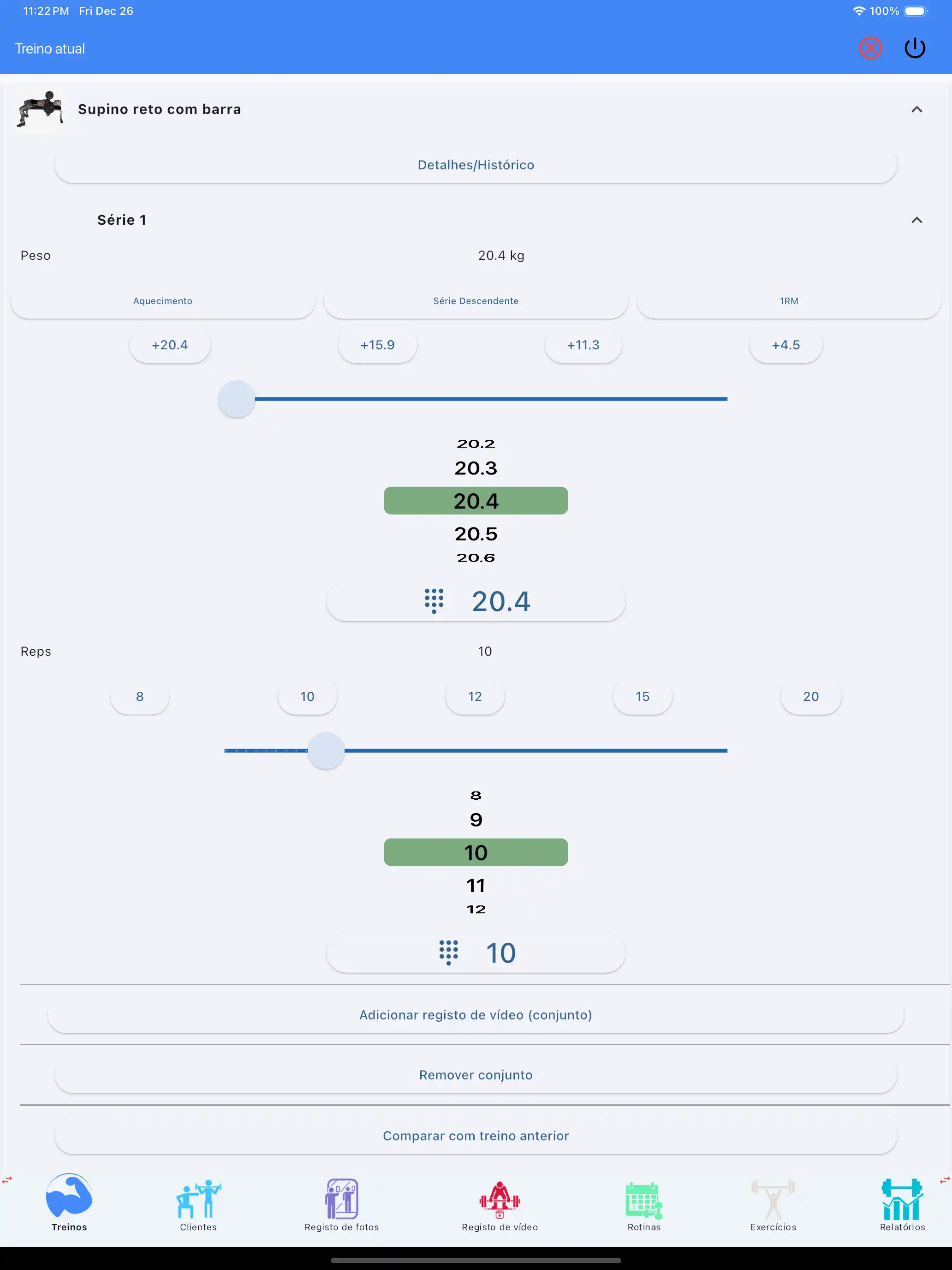 Tablet per monitorare il sollevamento pesi