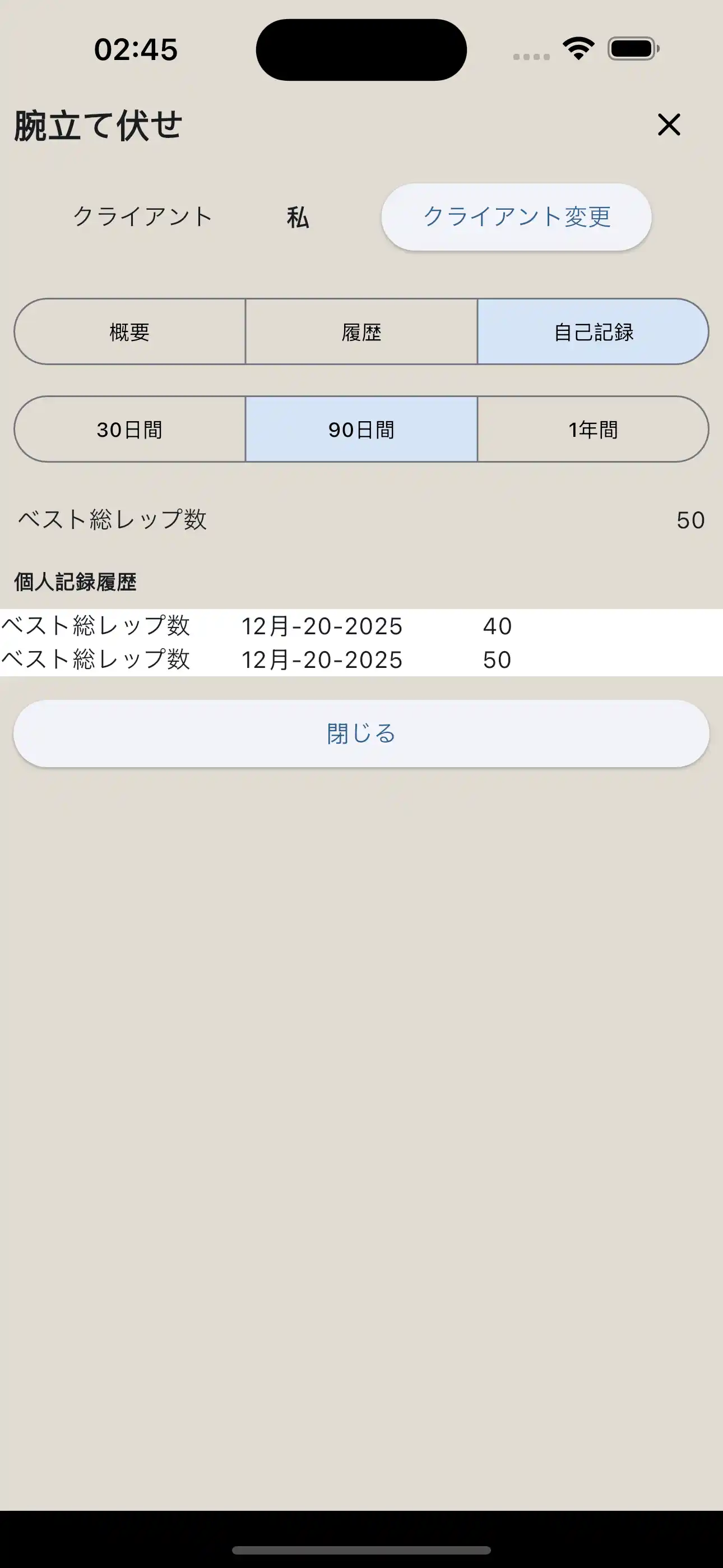 レップスオンリー／クロスフィット／カリステニクス・パーソナルレコード報告
