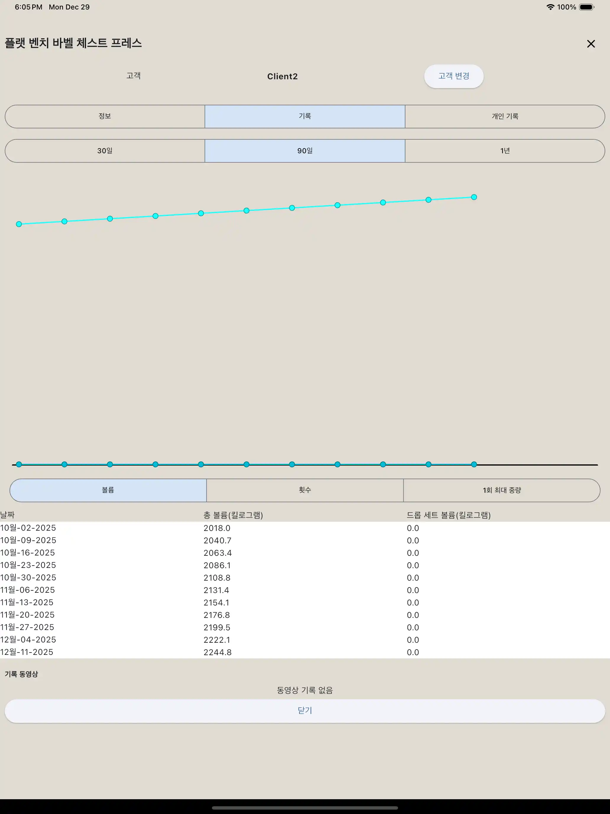 운동 보고서 태블릿