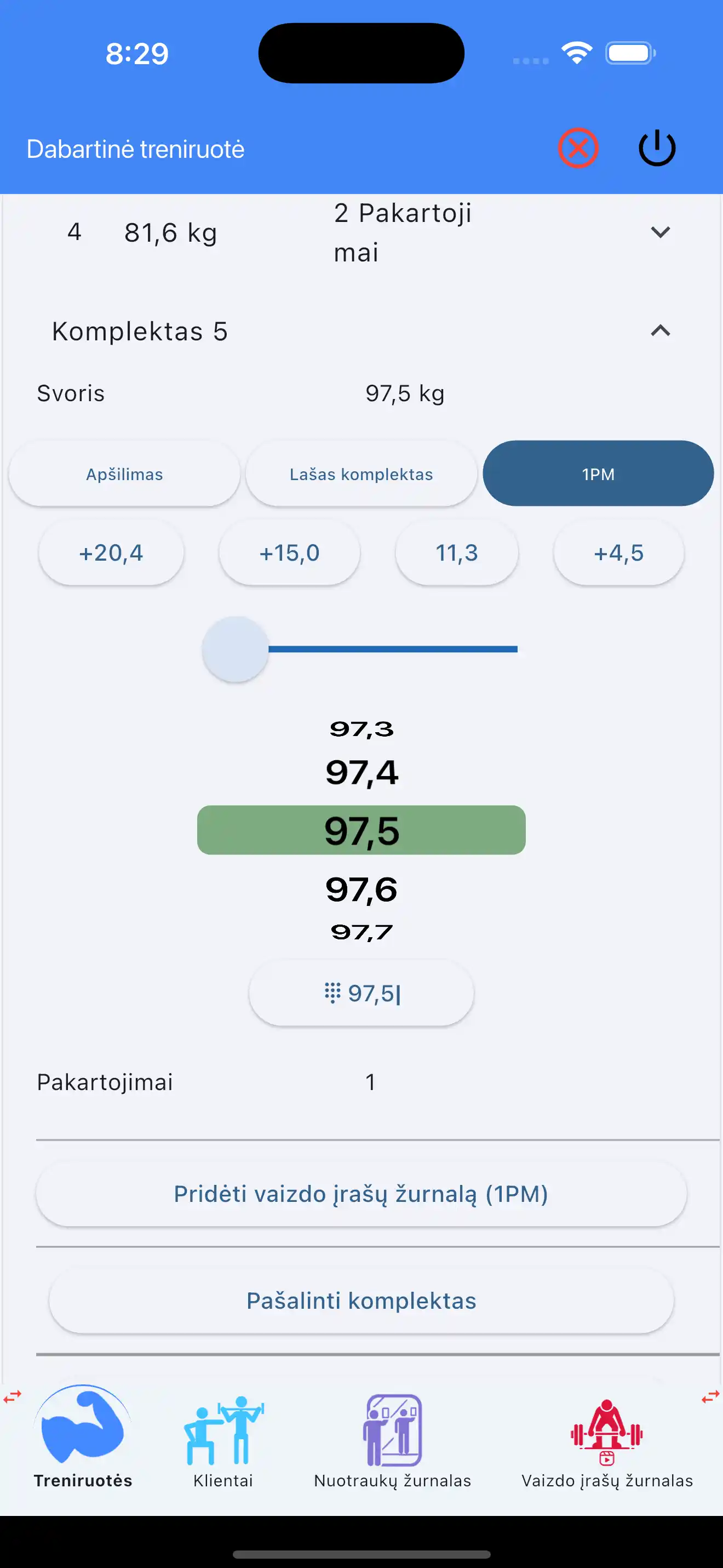 Pridėti 1rm vaizdo įrašo žurnalą